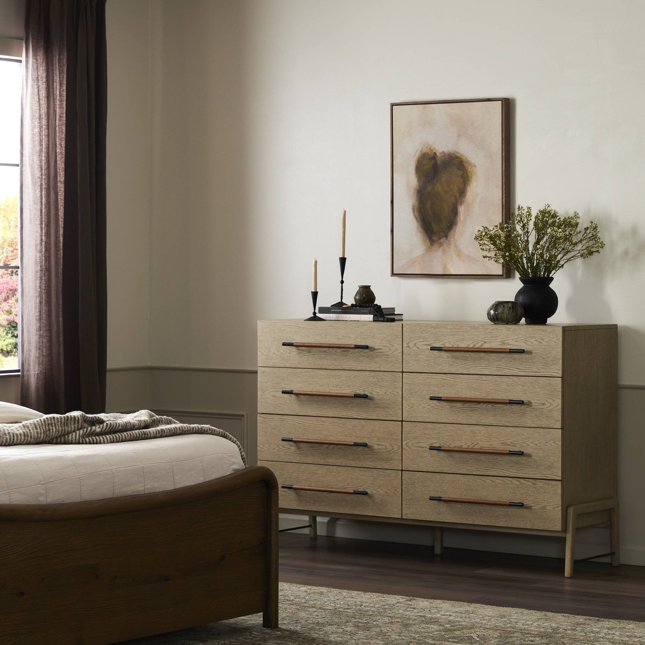 Four Hands Rosedale 8 Drawer Dresser — Yucca Oak Veneer-Chaps Sand-Gunmetal