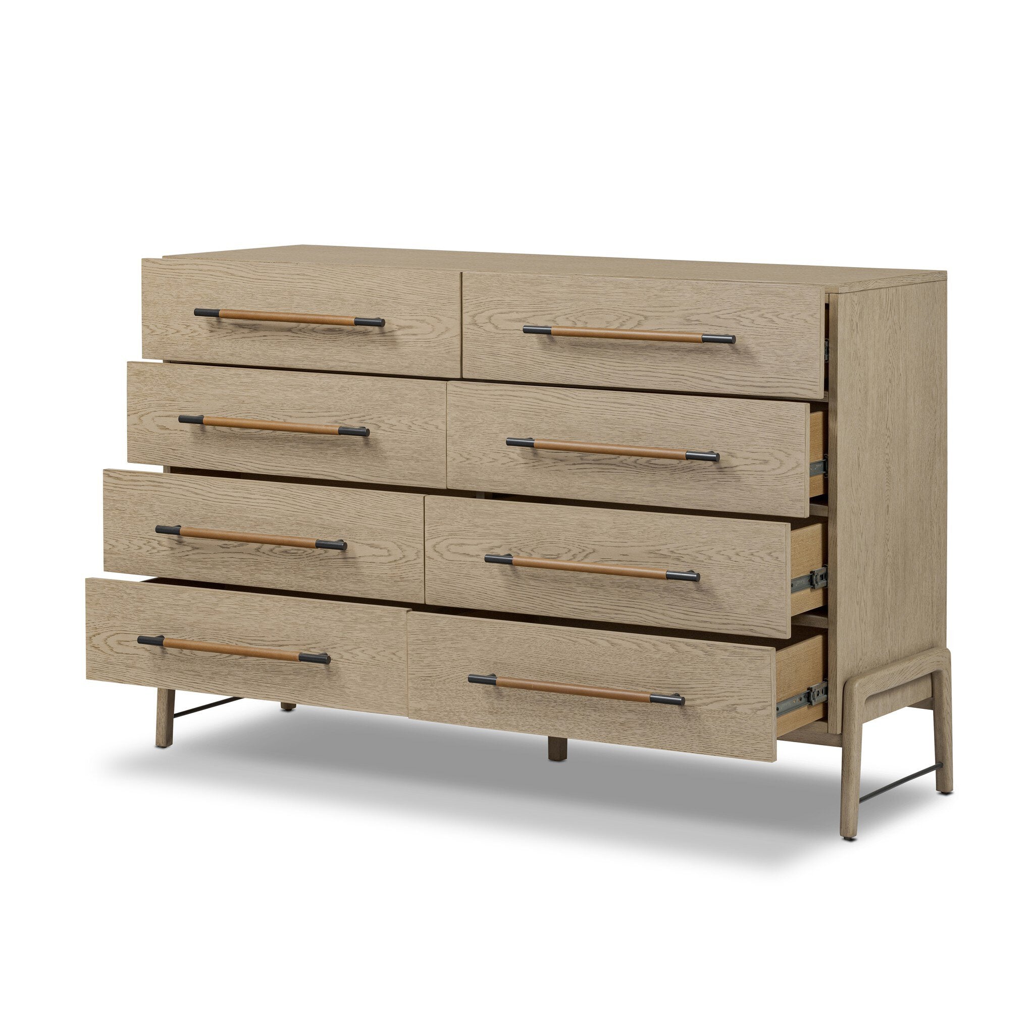 Four Hands Rosedale 8 Drawer Dresser — Yucca Oak Veneer-Chaps Sand-Gunmetal