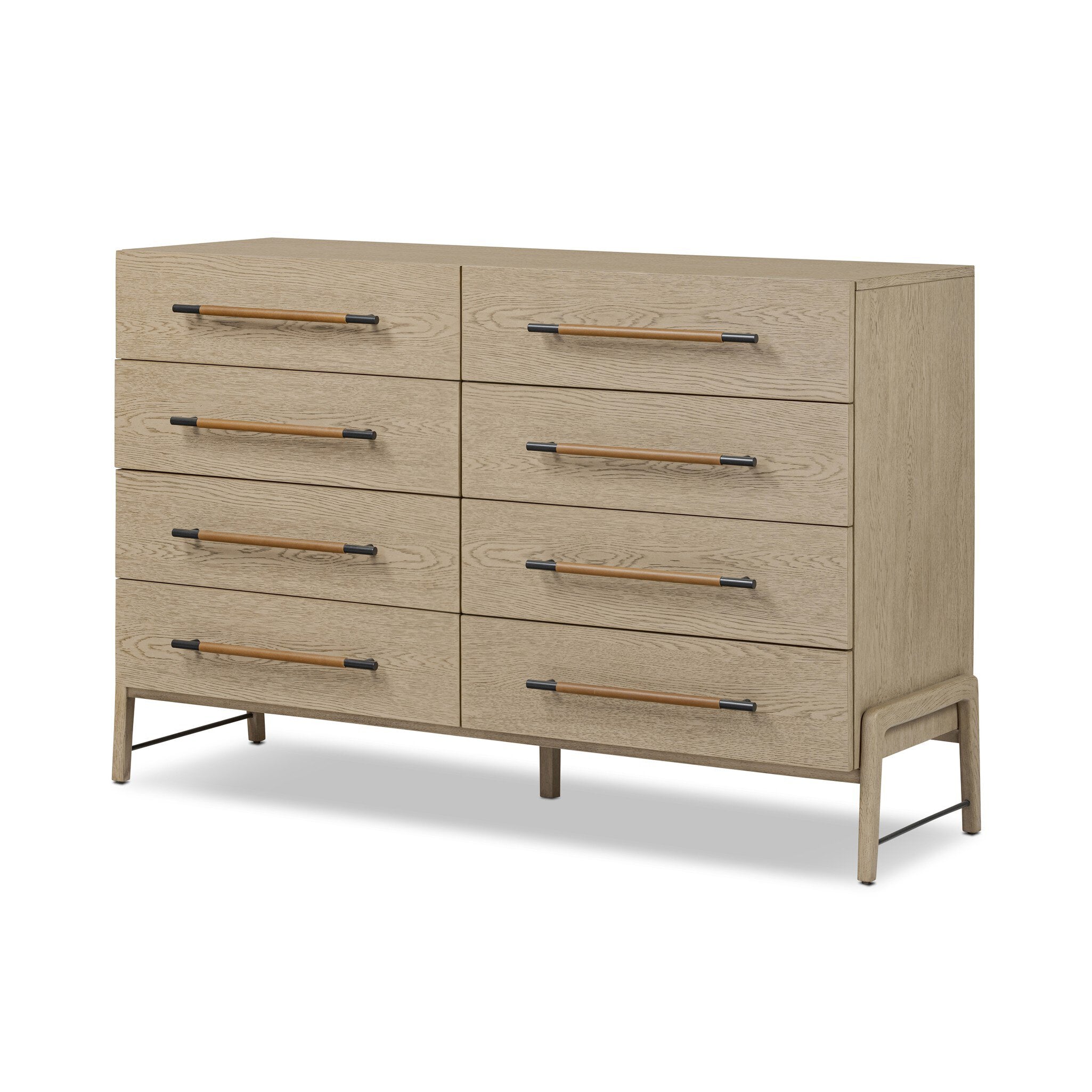 Four Hands Rosedale 8 Drawer Dresser — Yucca Oak Veneer-Chaps Sand-Gunmetal