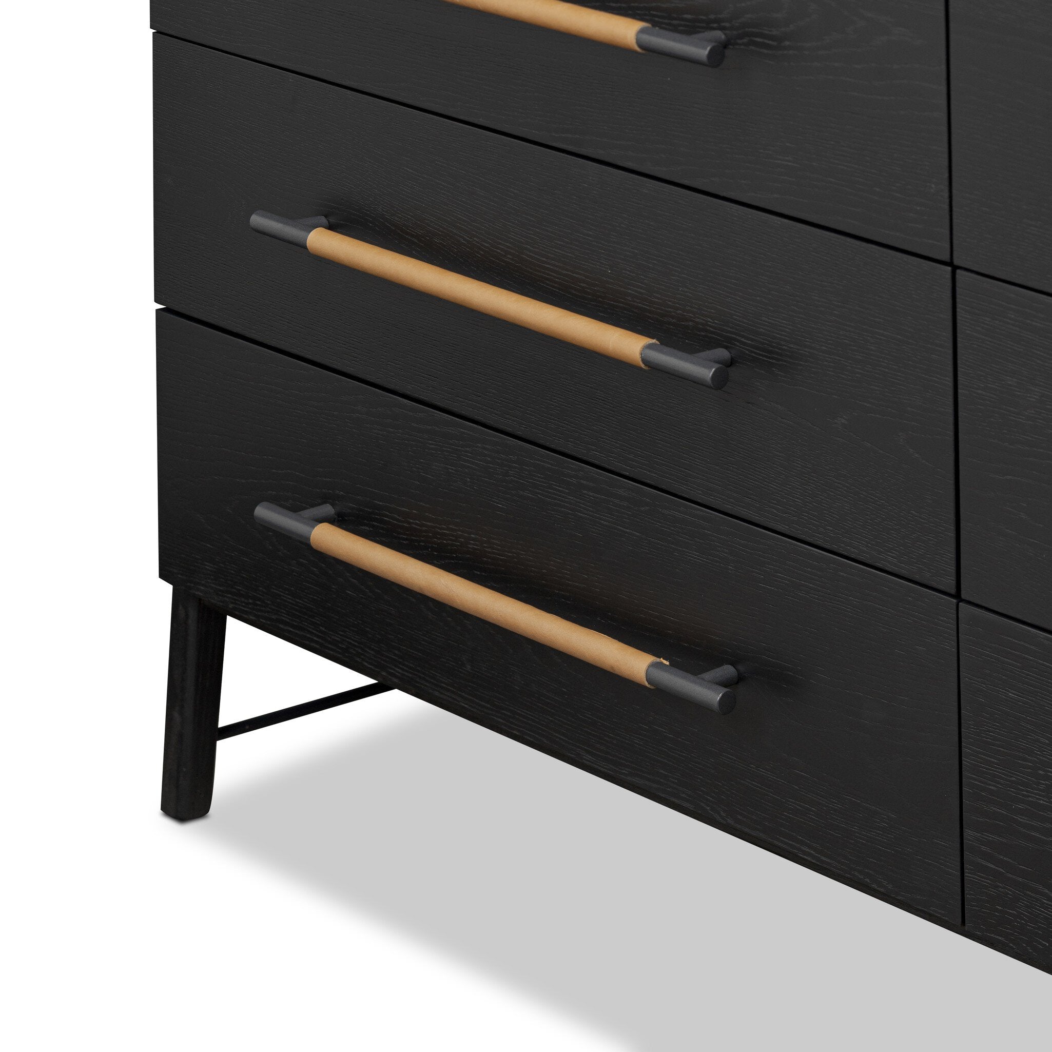 Four Hands Rosedale 8 Drawer Dresser — Ebony Oak-Chaps Sand-Gunmetal