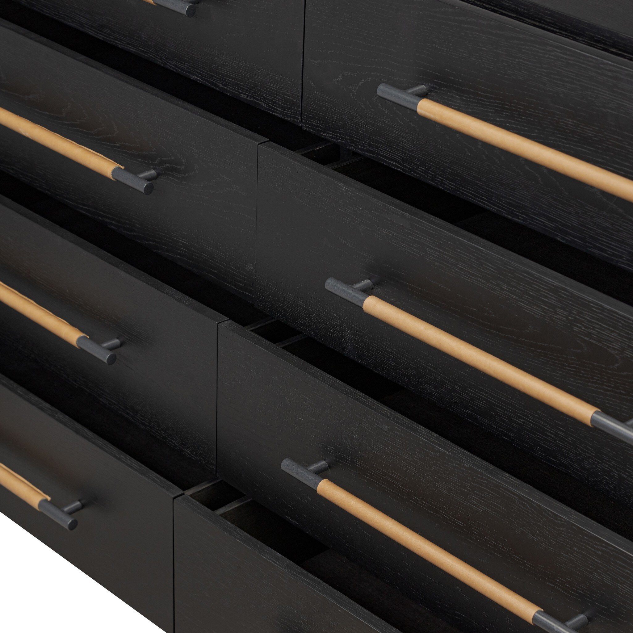 Four Hands Rosedale 8 Drawer Dresser — Ebony Oak-Chaps Sand-Gunmetal