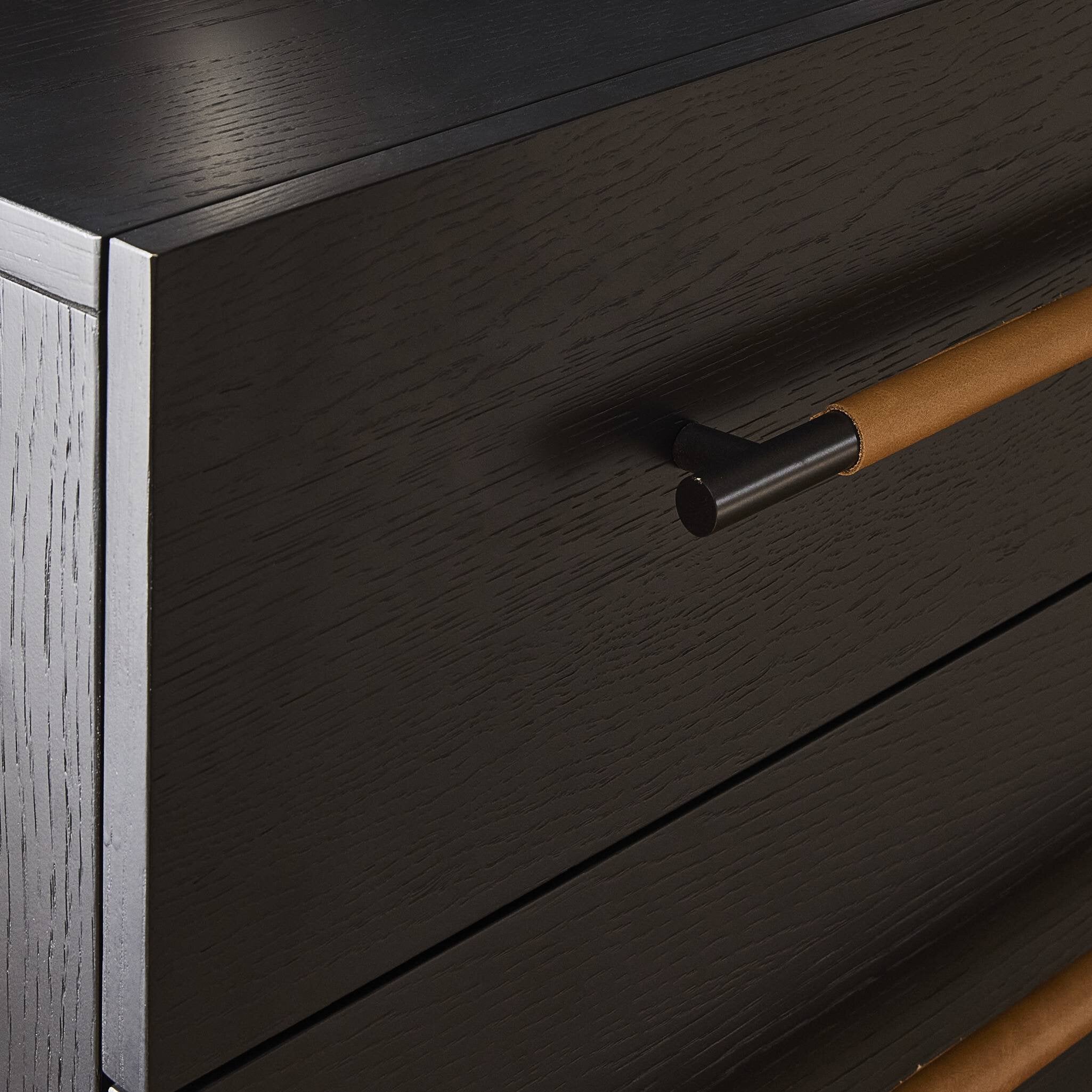 Four Hands Rosedale 8 Drawer Dresser — Ebony Oak-Chaps Sand-Gunmetal