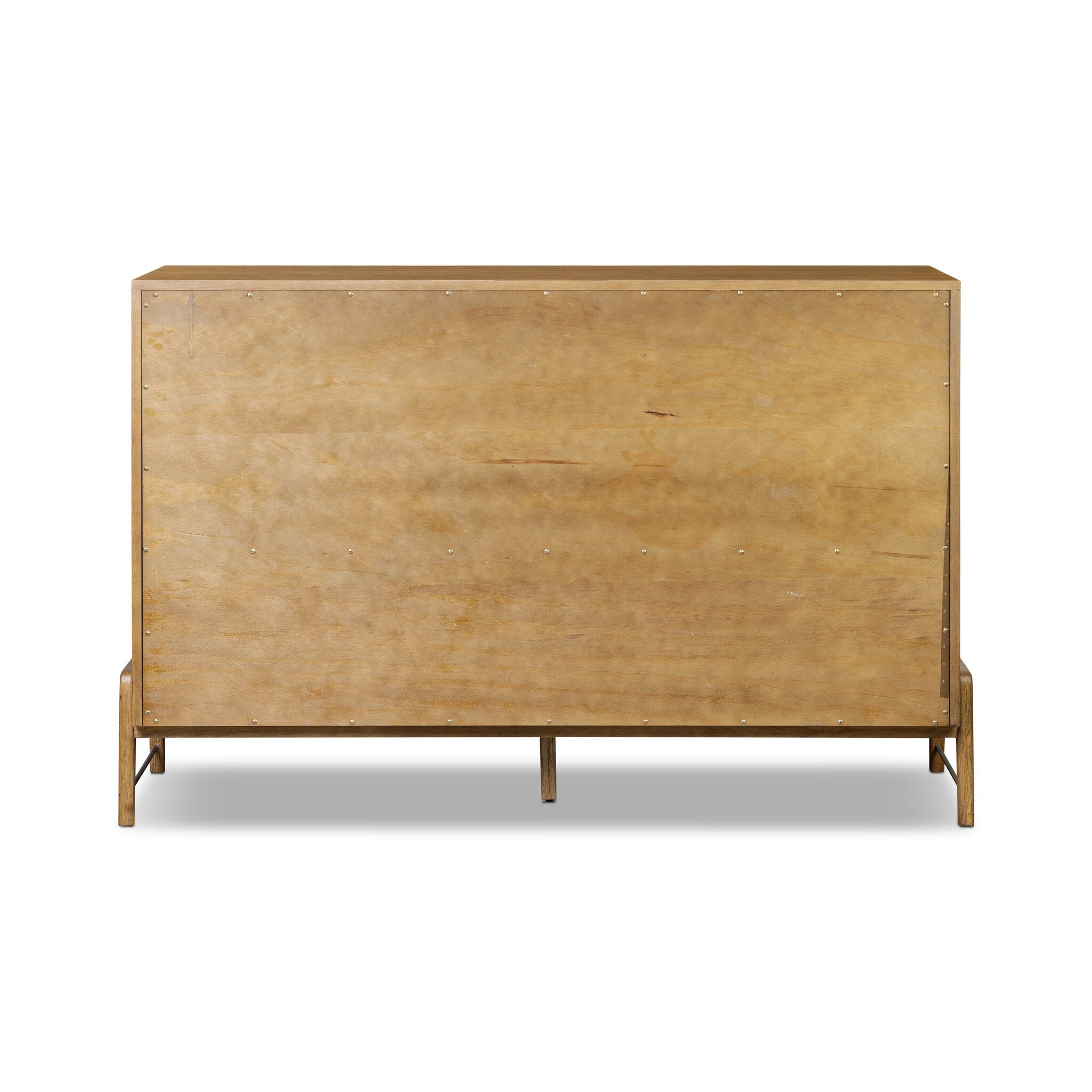 Four Hands Rosedale 8 Drawer Dresser — Amber Oak-Chaps Ebony-Burnished Bronze