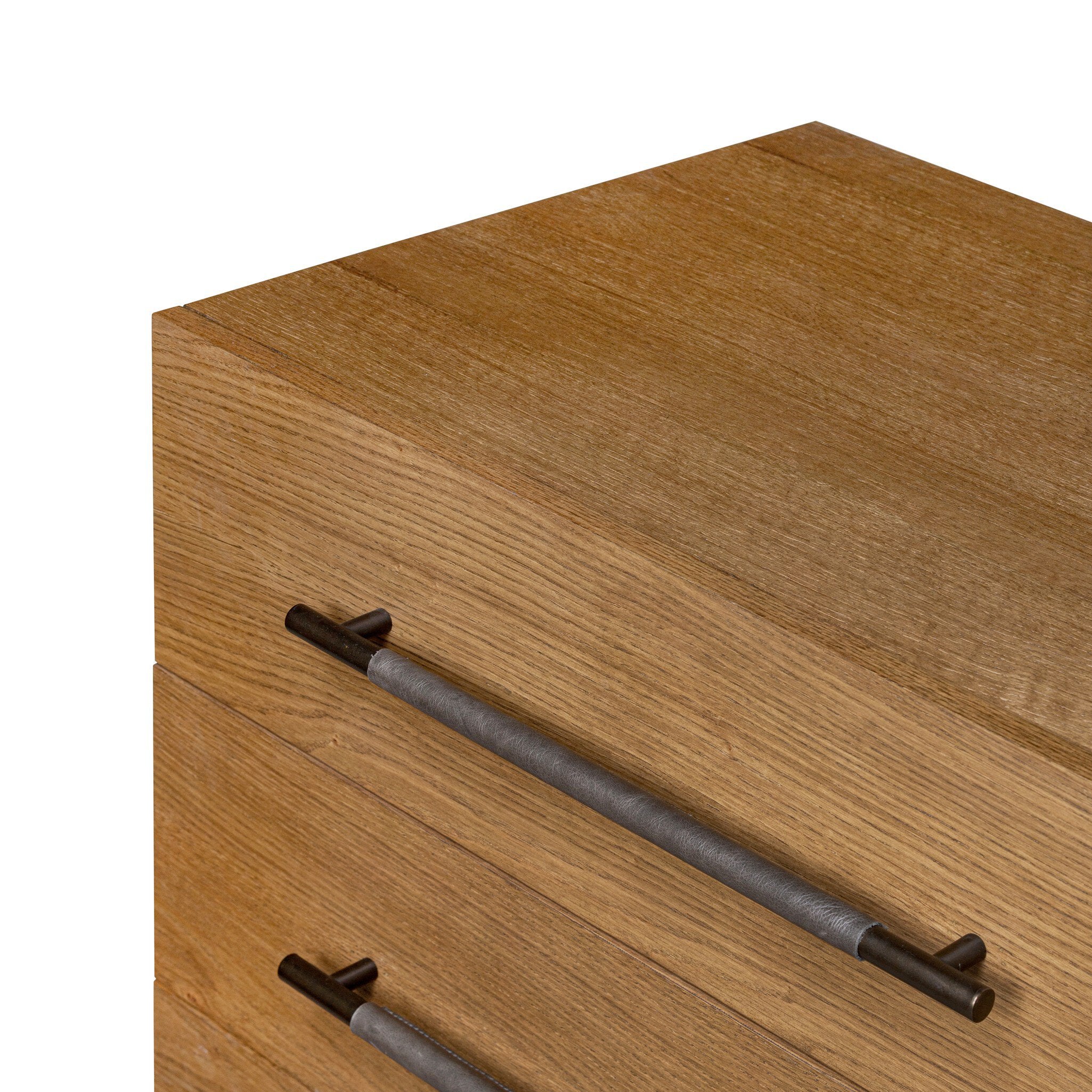 Four Hands Rosedale 8 Drawer Dresser — Amber Oak-Chaps Ebony-Burnished Bronze