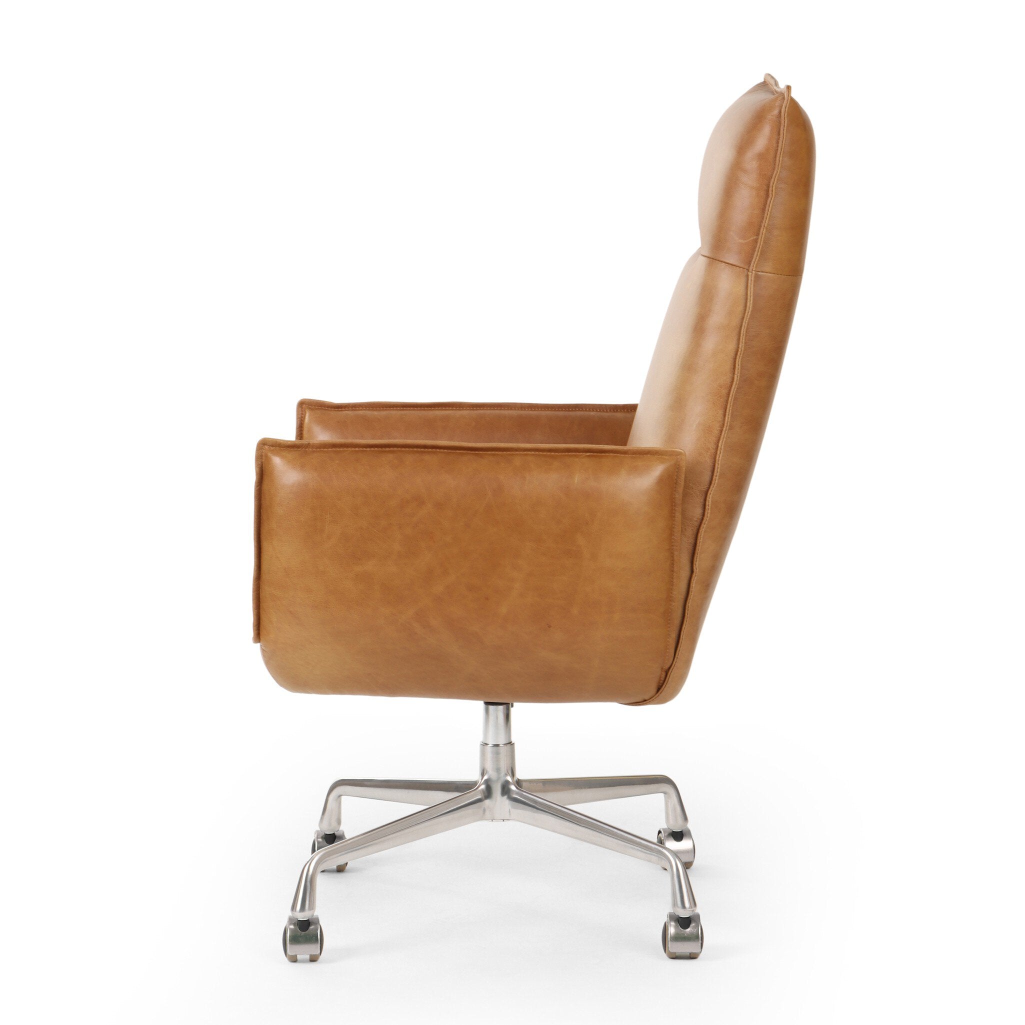 Four Hands Lionel Desk Chair — Chaps Saddle-Stainless Steel