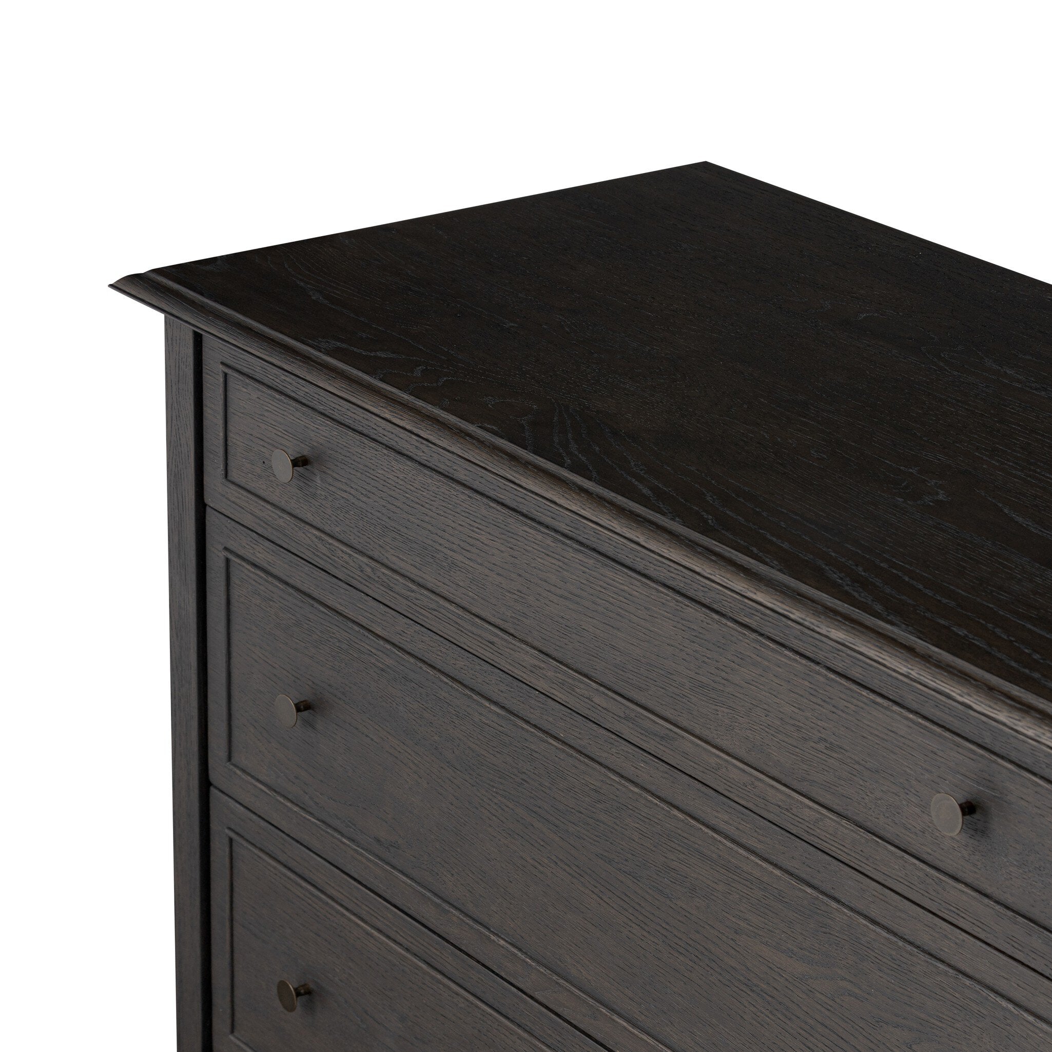 Four Hands Maggie 6 Drawer Dresser — Smoked Black Oak-Smoked Black Oak Veneer-Bronze Antimony