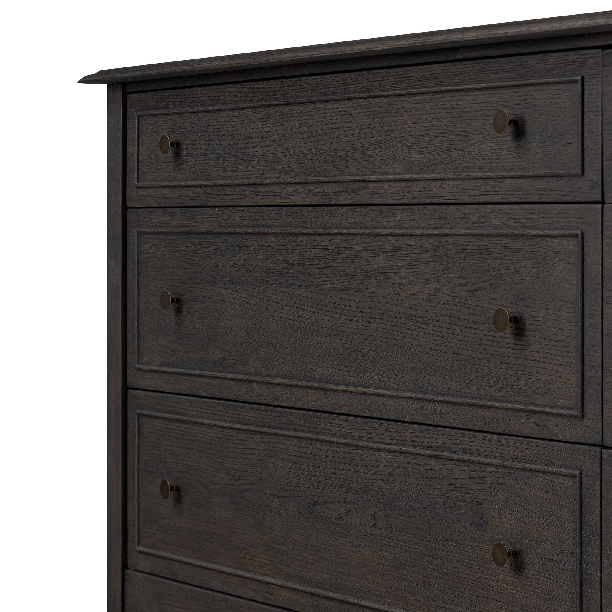 Four Hands Maggie 6 Drawer Dresser — Smoked Black Oak-Smoked Black Oak Veneer-Bronze Antimony