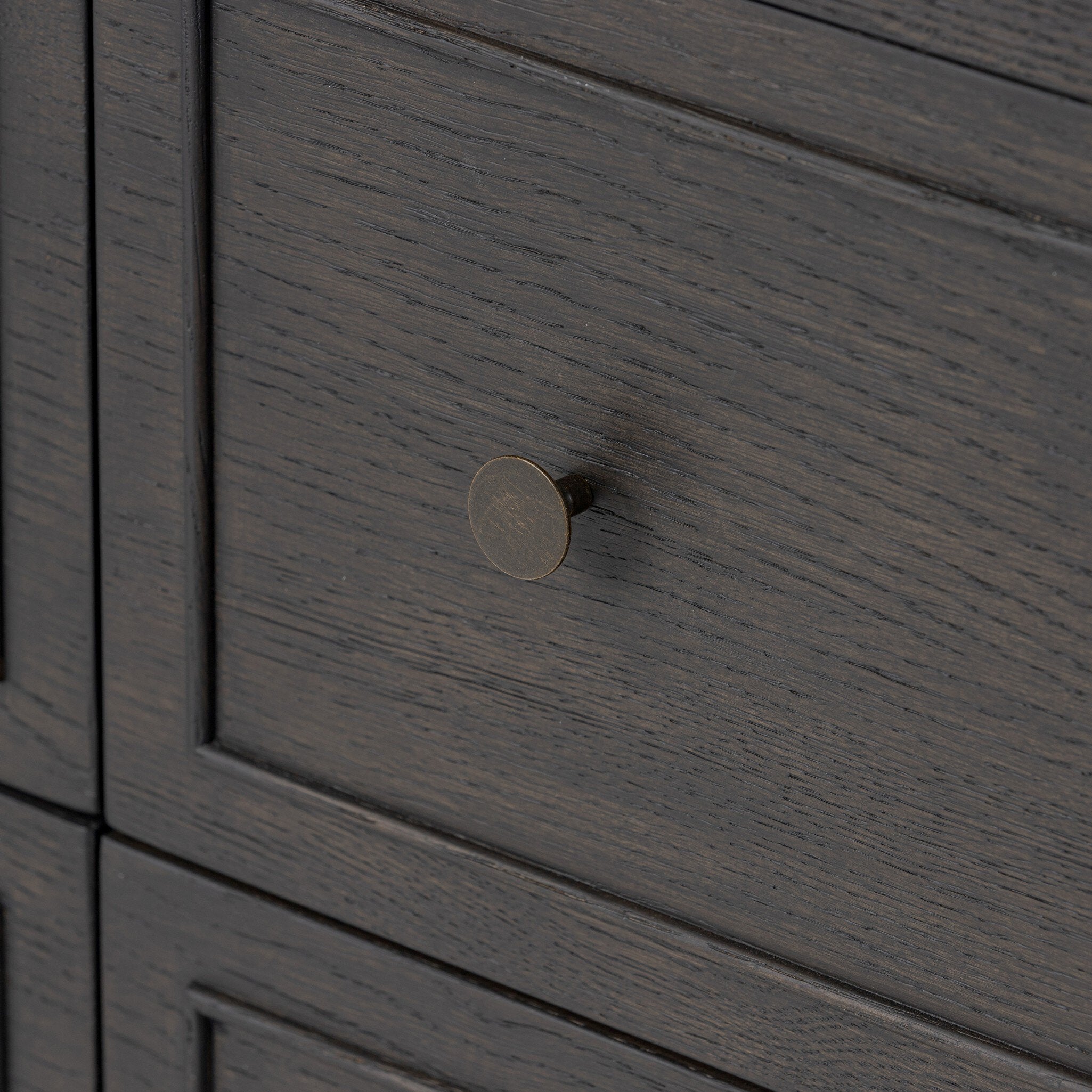 Four Hands Maggie 6 Drawer Dresser — Smoked Black Oak-Smoked Black Oak Veneer-Bronze Antimony