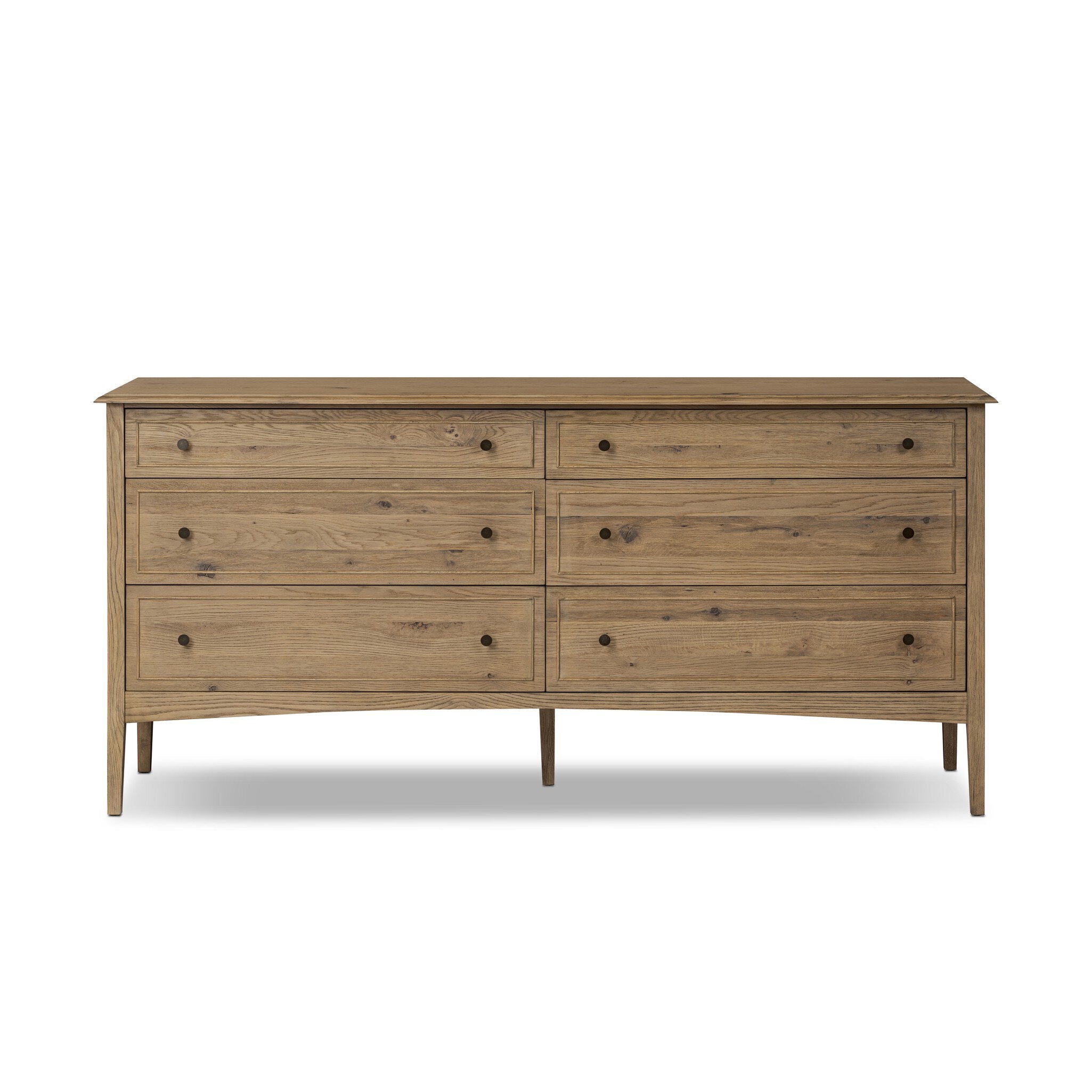 Four Hands Maggie 6 Drawer Dresser — Aged Smoked Oak-Bronze Antimony-Aged Smoked Oak Resawn