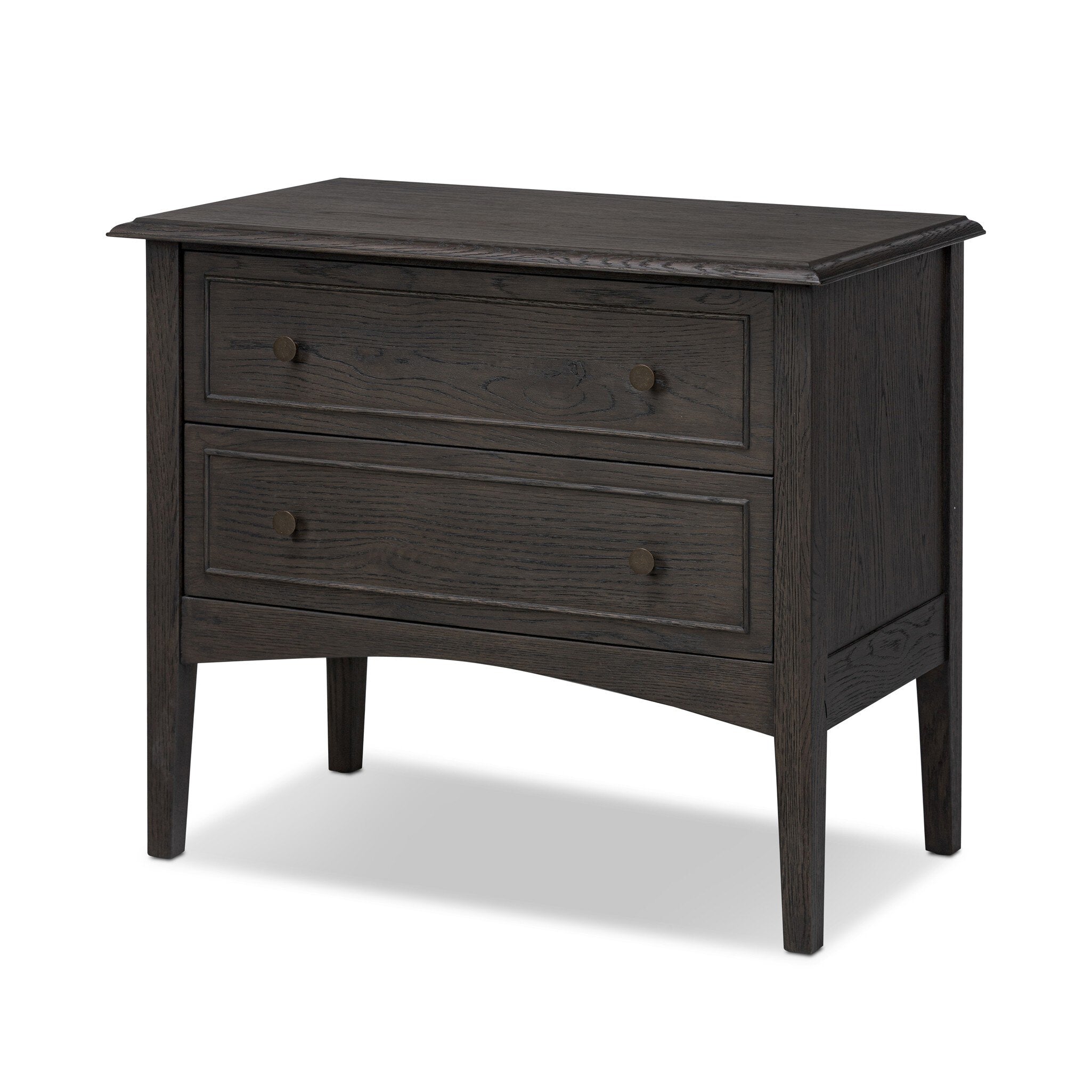 Four Hands Maggie Nightstand — Smoked Black Oak-Smoked Black Oak Veneer-Bronze Antimony
