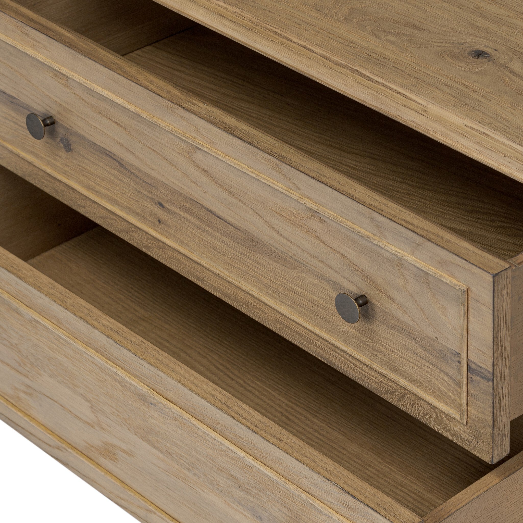 Four Hands Maggie Nightstand — Aged Smoked Oak-Aged Smoked Oak Resawn-Bronze Antimony