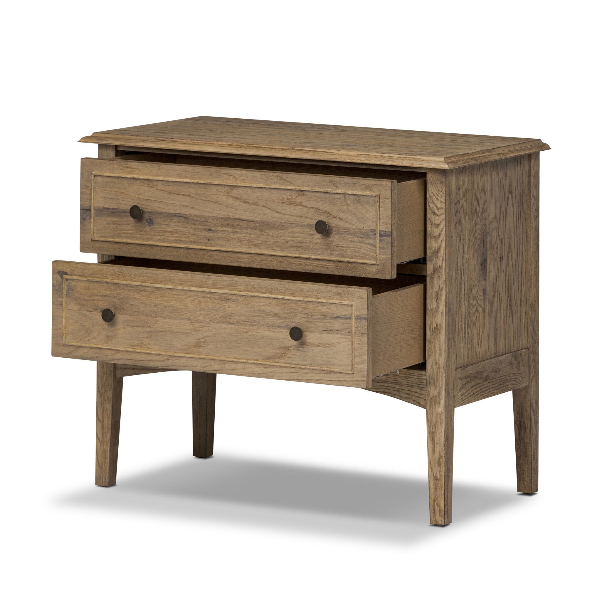 Four Hands Maggie Nightstand — Aged Smoked Oak-Aged Smoked Oak Resawn-Bronze Antimony