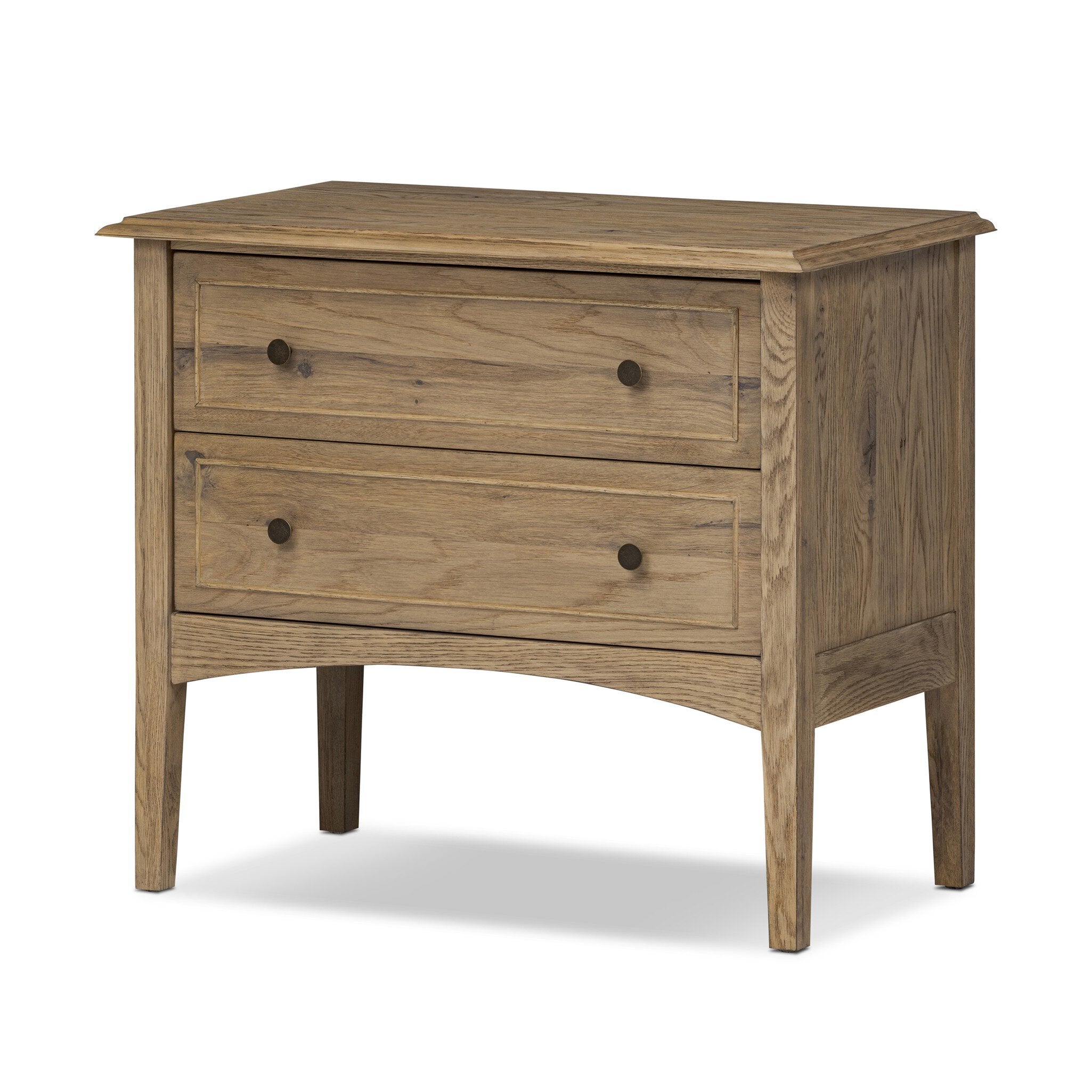 Four Hands Maggie Nightstand — Aged Smoked Oak-Aged Smoked Oak Resawn-Bronze Antimony