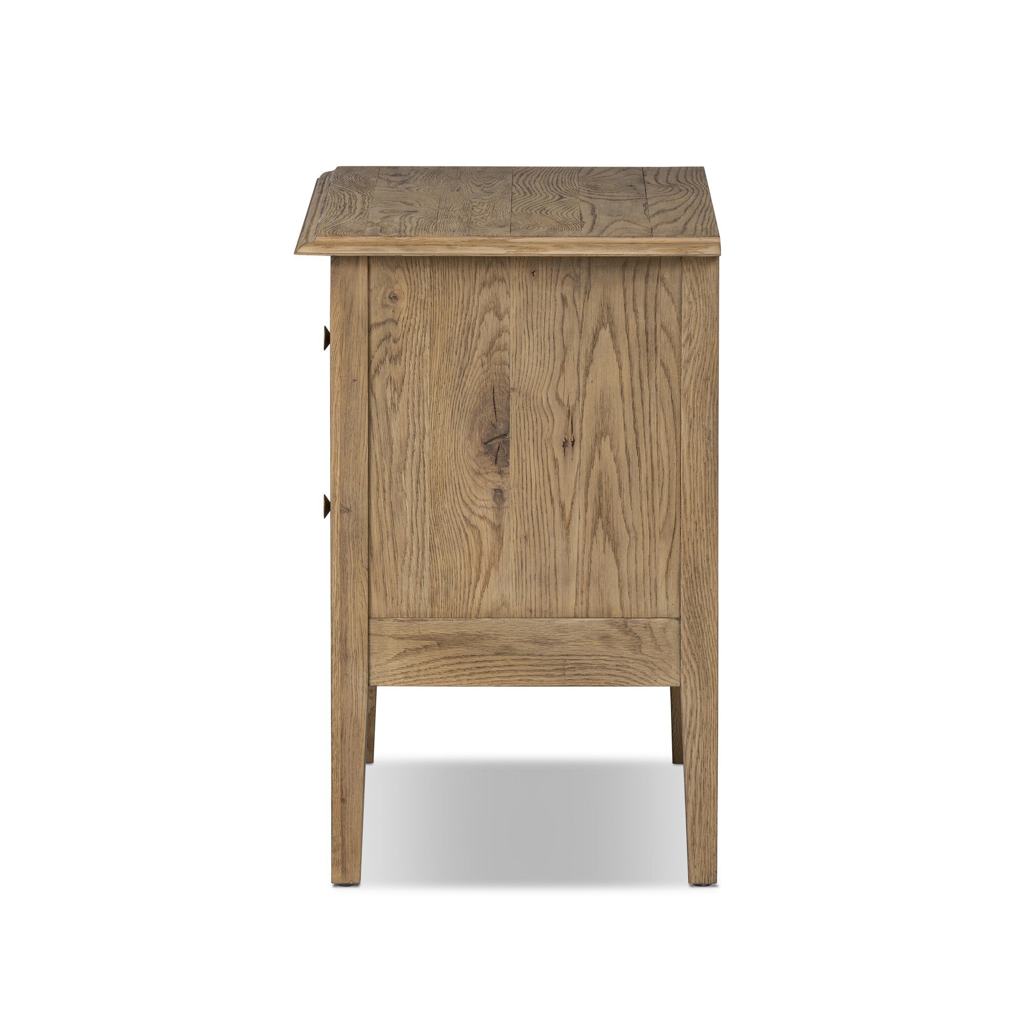 Four Hands Maggie Nightstand — Aged Smoked Oak-Aged Smoked Oak Resawn-Bronze Antimony