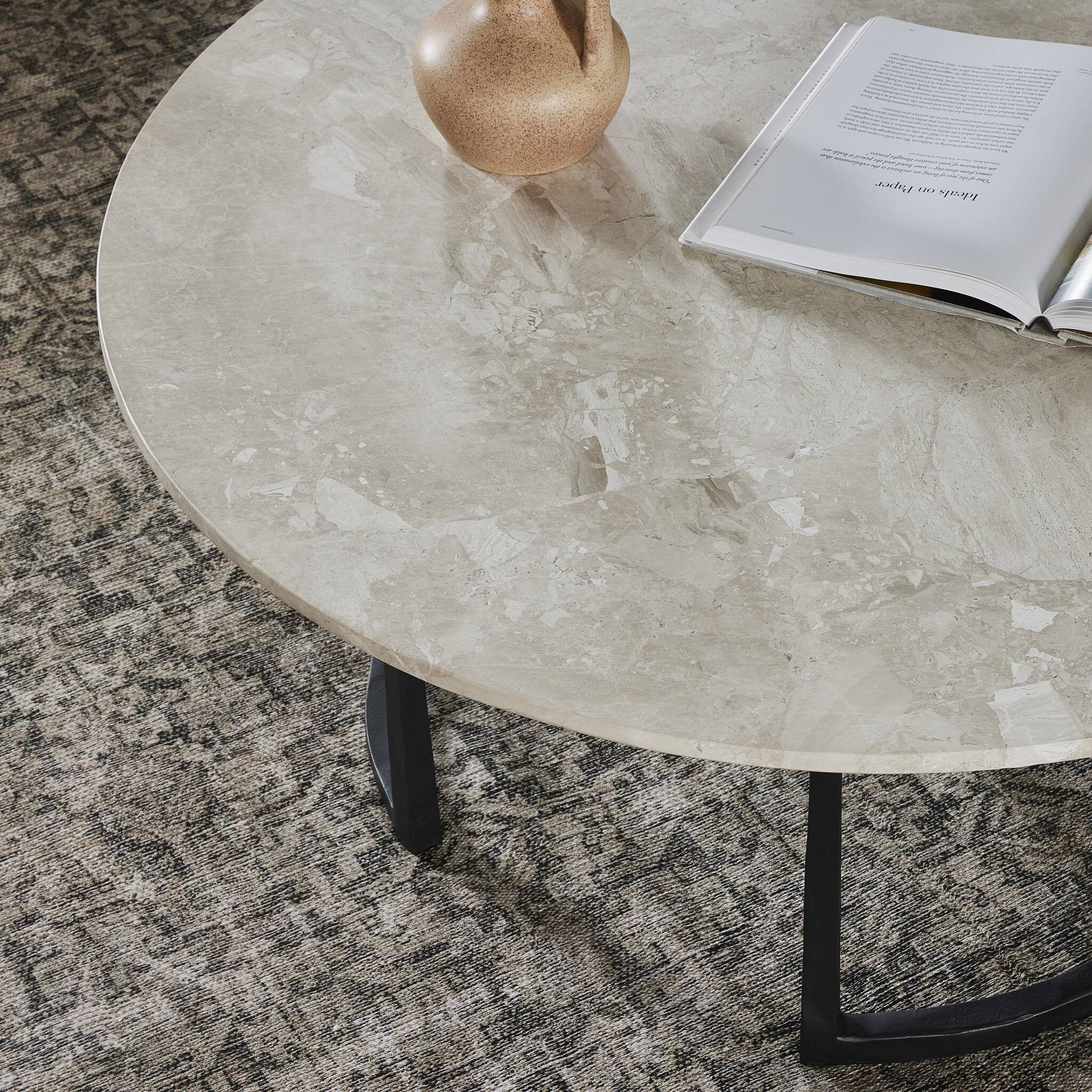 Four Hands Axtell Coffee Table — Lunar Marble-Hammered Gunmetal