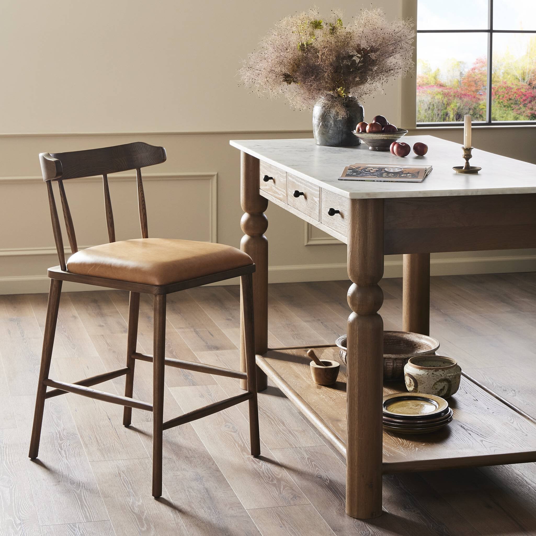 Four Hands Colter Counter Stool — Chaps Saddle-Vintage Ash-Counter