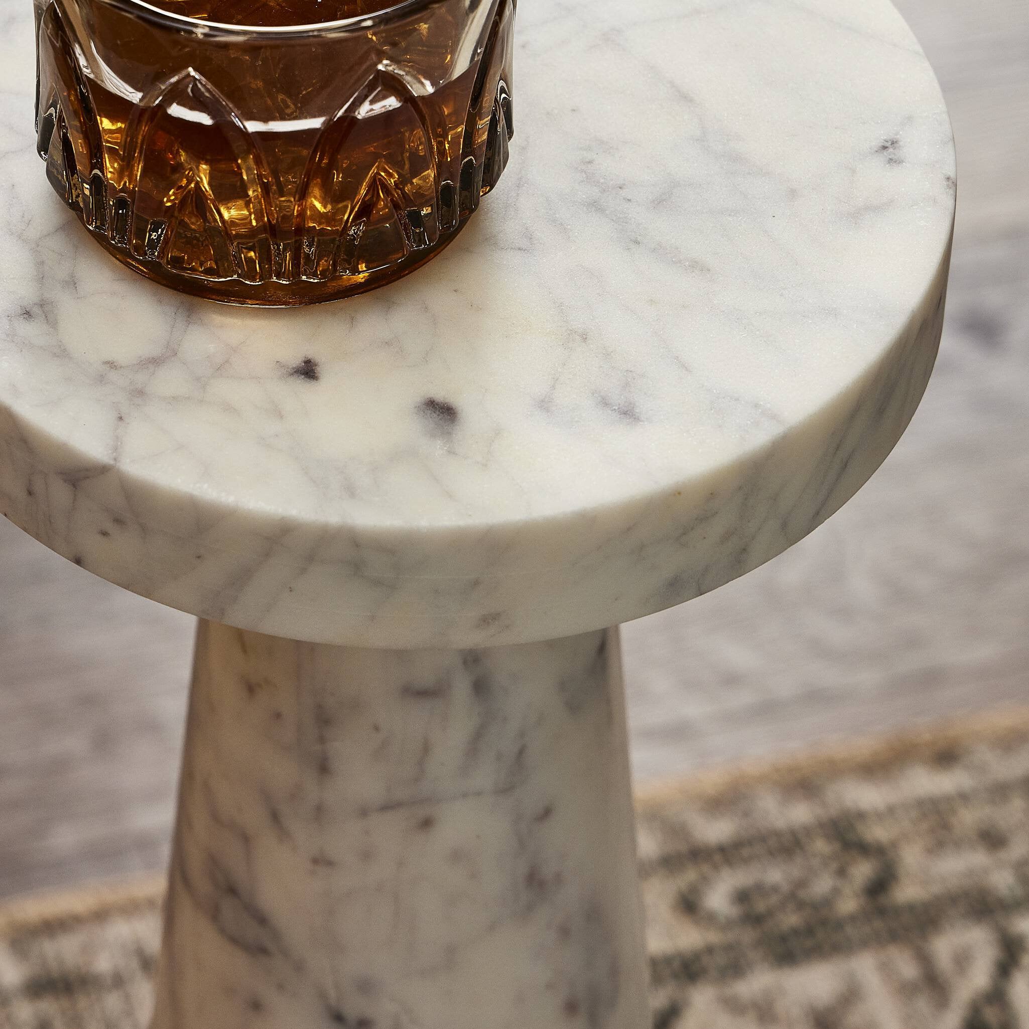 Four Hands Mabel Nesting End Table — Veined White Marble
