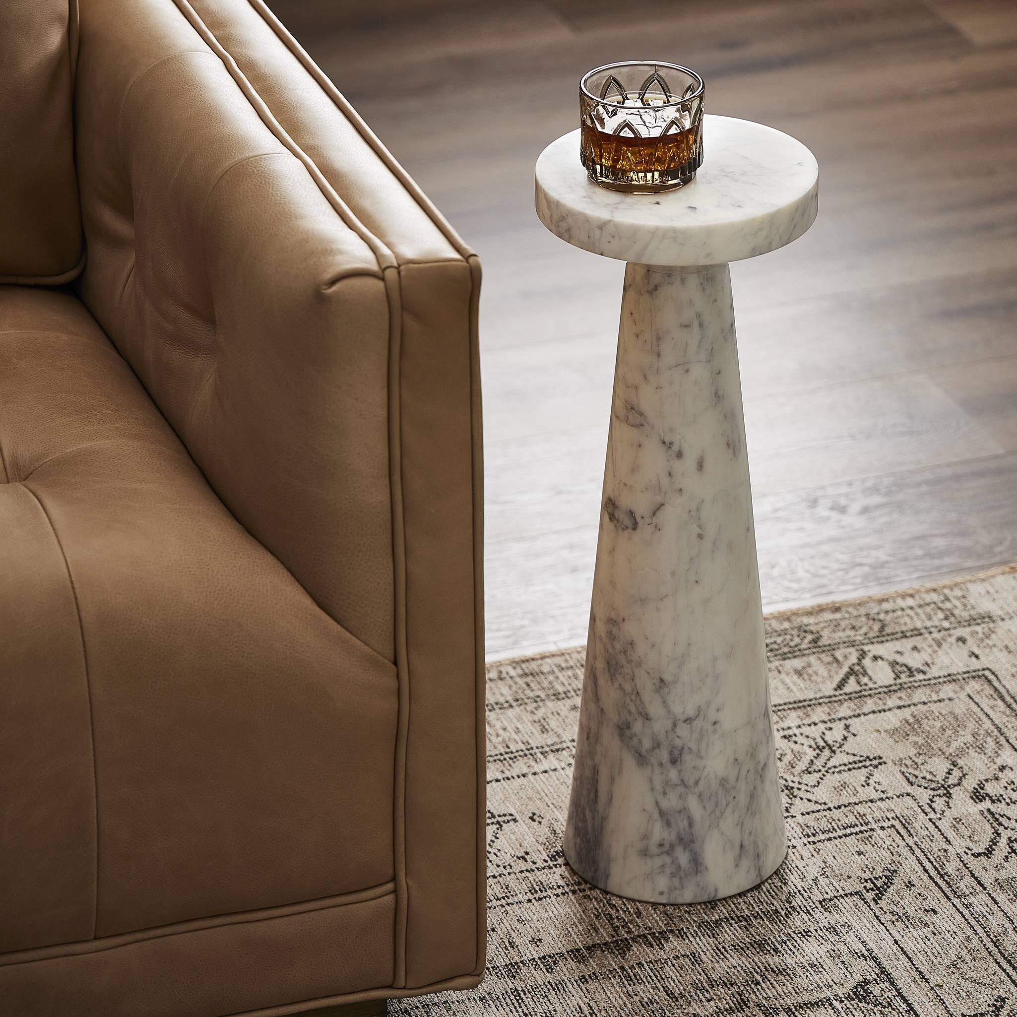 Four Hands Mabel Nesting End Table — Veined White Marble
