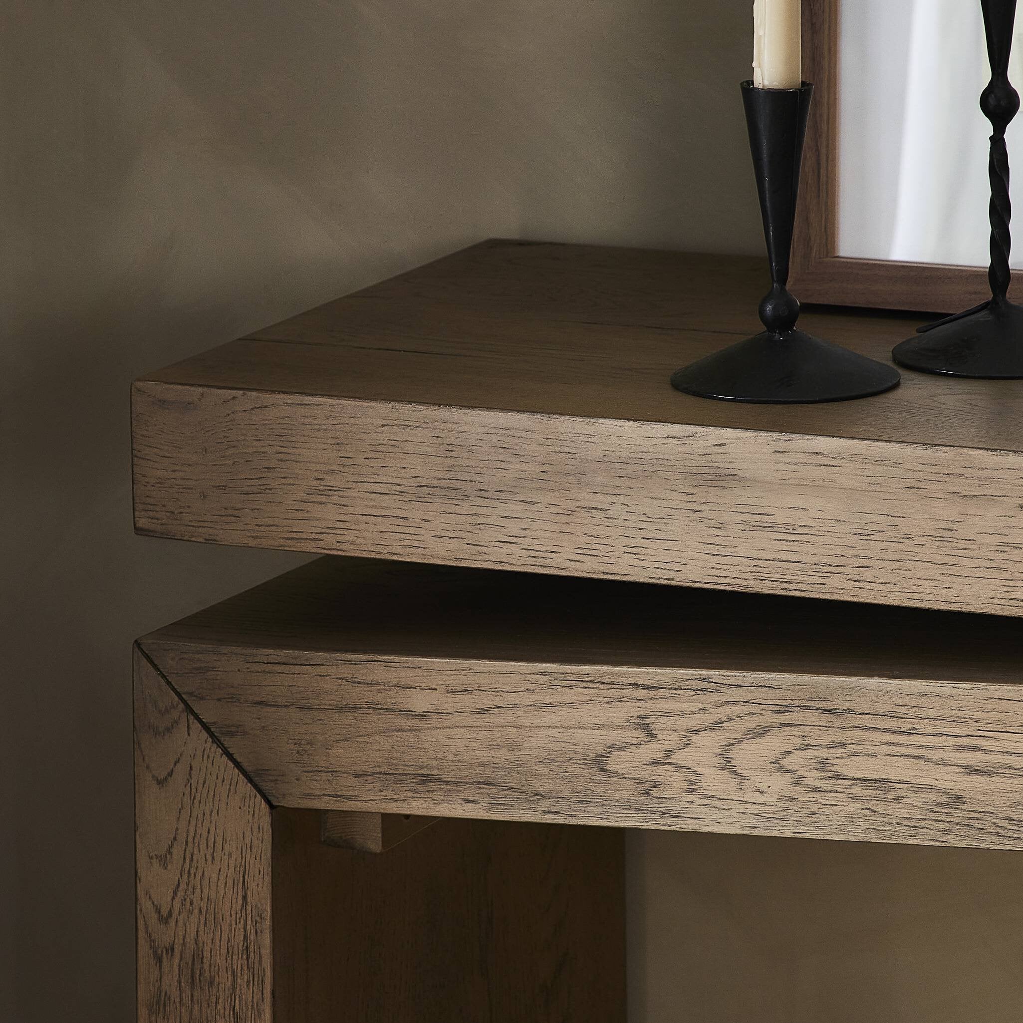 Four Hands Matthes Console Table - 60" — Rustic Grey Veneer