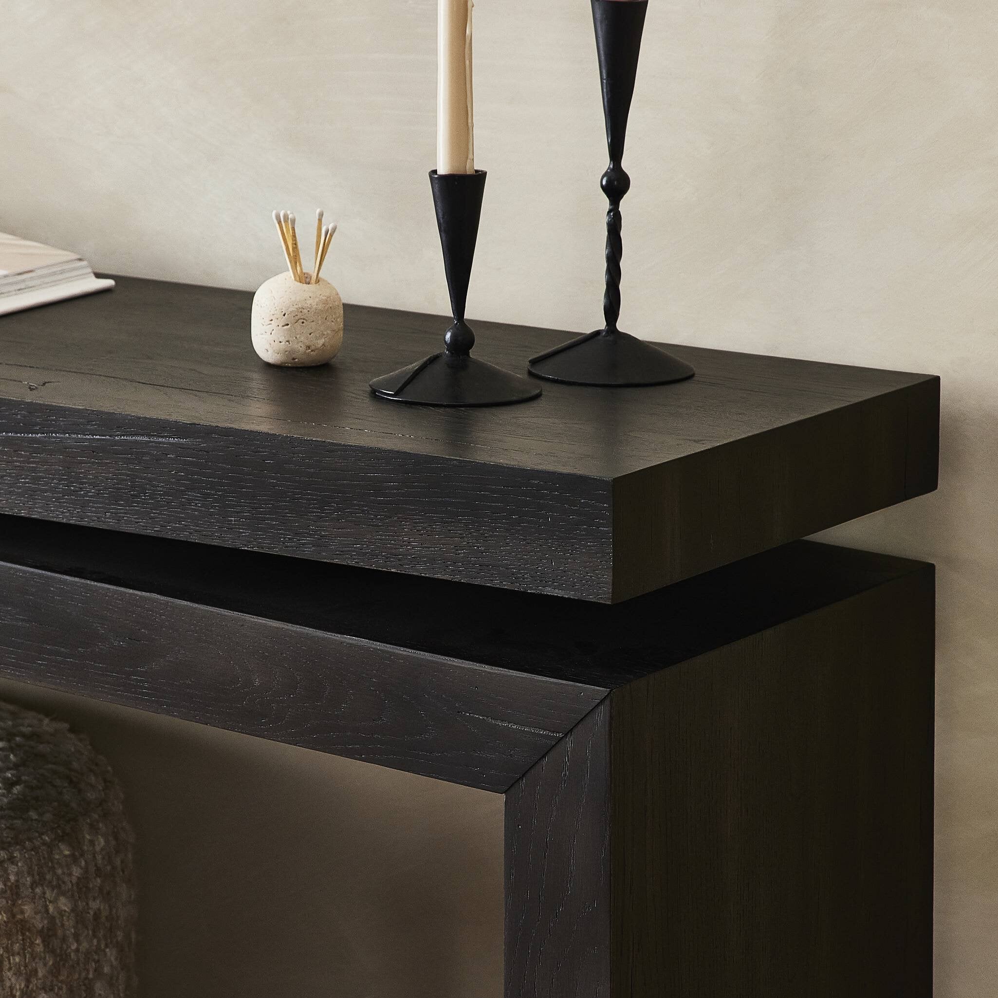 Four Hands Matthes Console Table - 60" — Smoked Black Veneer