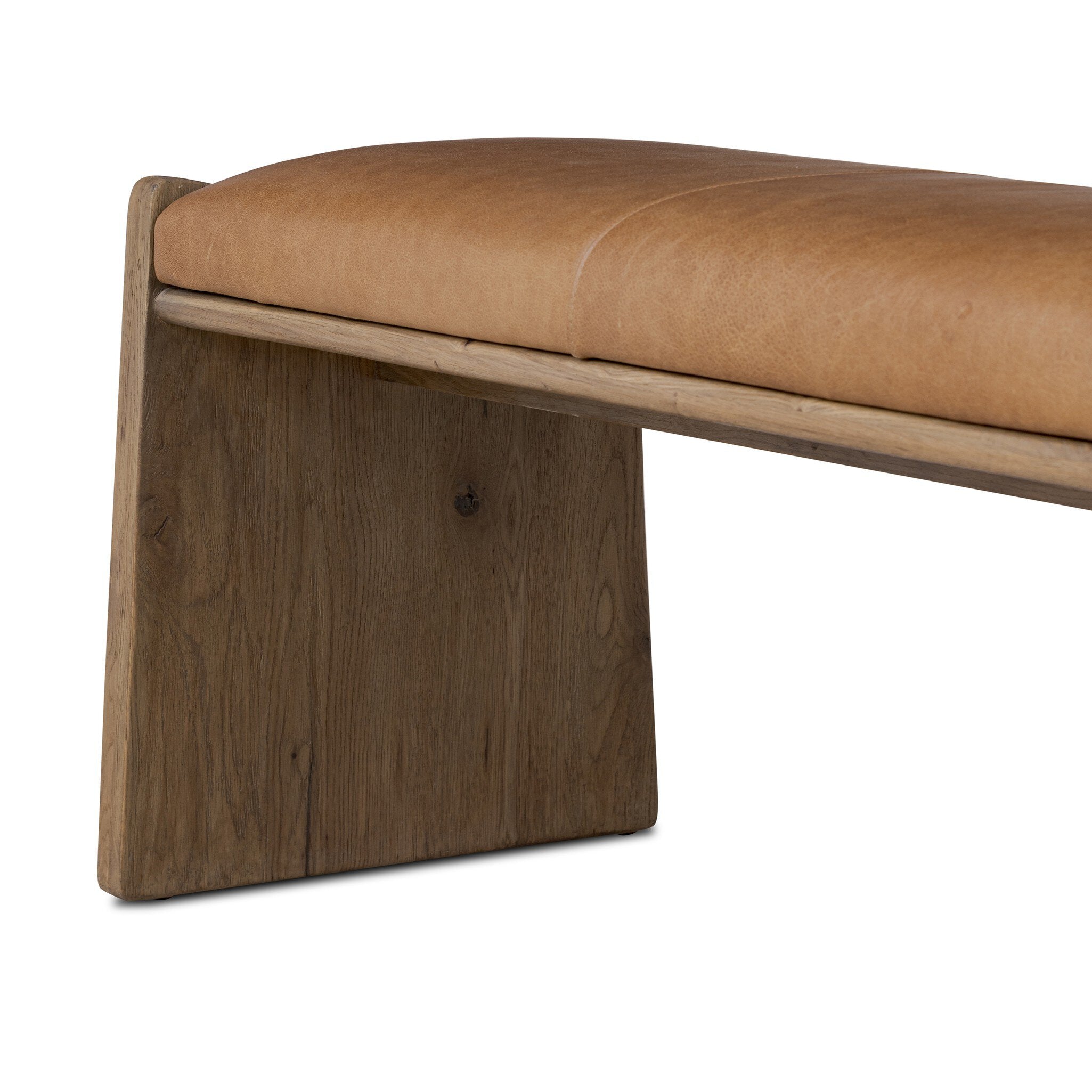 Four Hands Eros Accent Bench — Conroe Drift-Worn Oak Veneer-Worn Oak