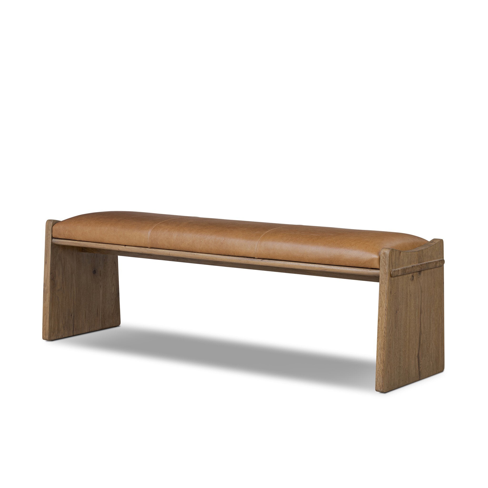 Four Hands Eros Accent Bench — Conroe Drift-Worn Oak Veneer-Worn Oak