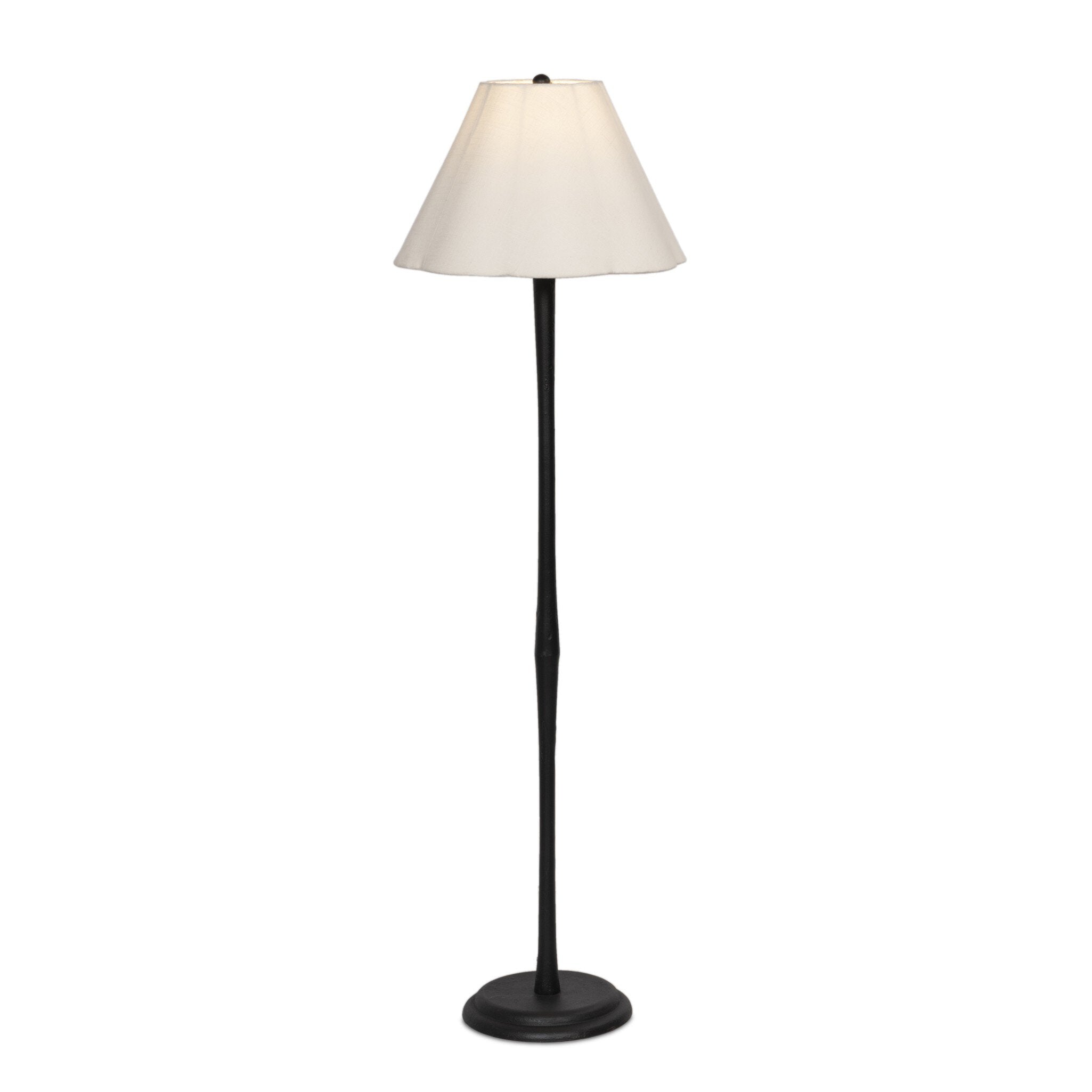 Four Hands Isabeau Floor Lamp — Cream Linen-Black Cast Iron-Black Cord