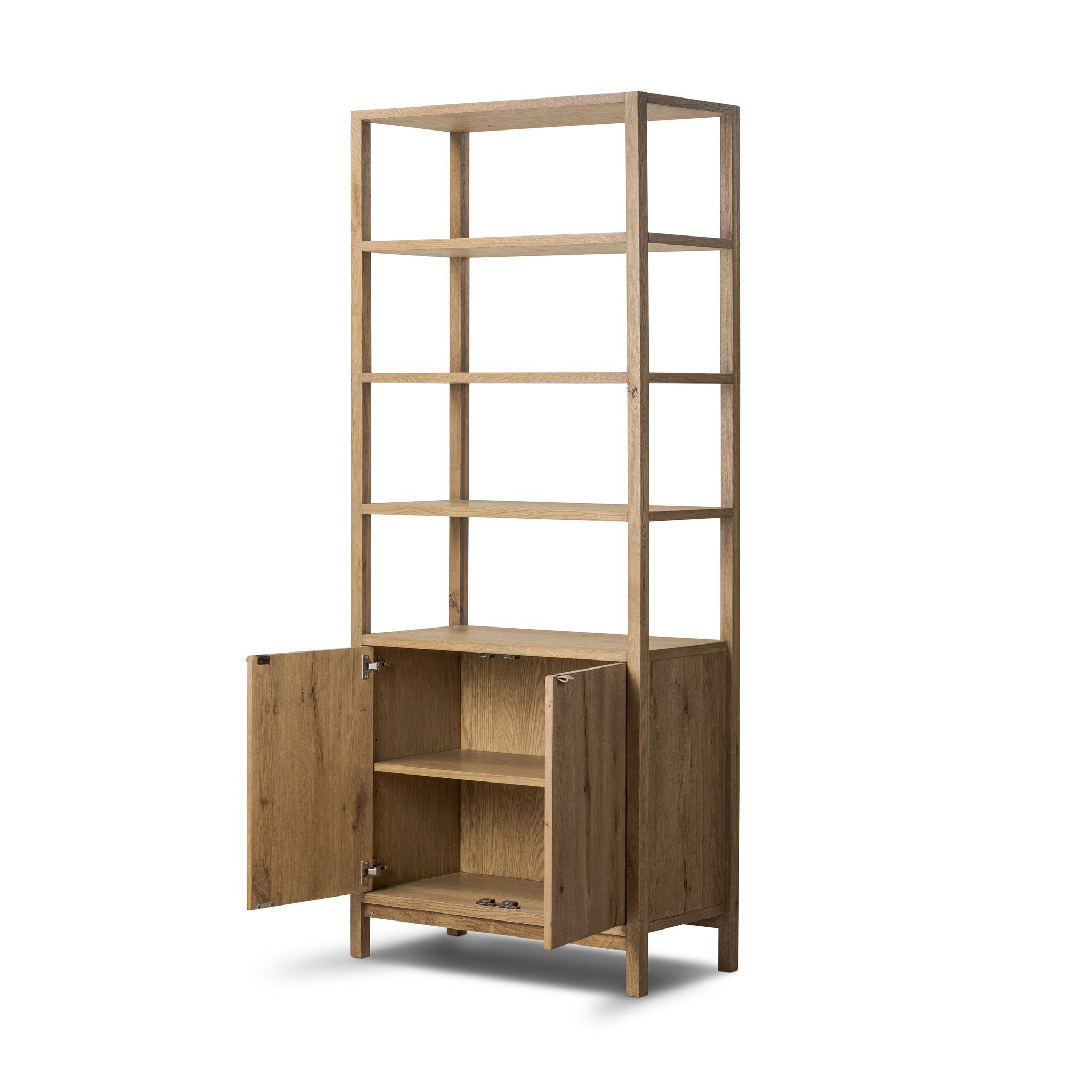 Four Hands Tula Bookcase — Worn Oak-Worn Oak Veneer-Palermo Drift