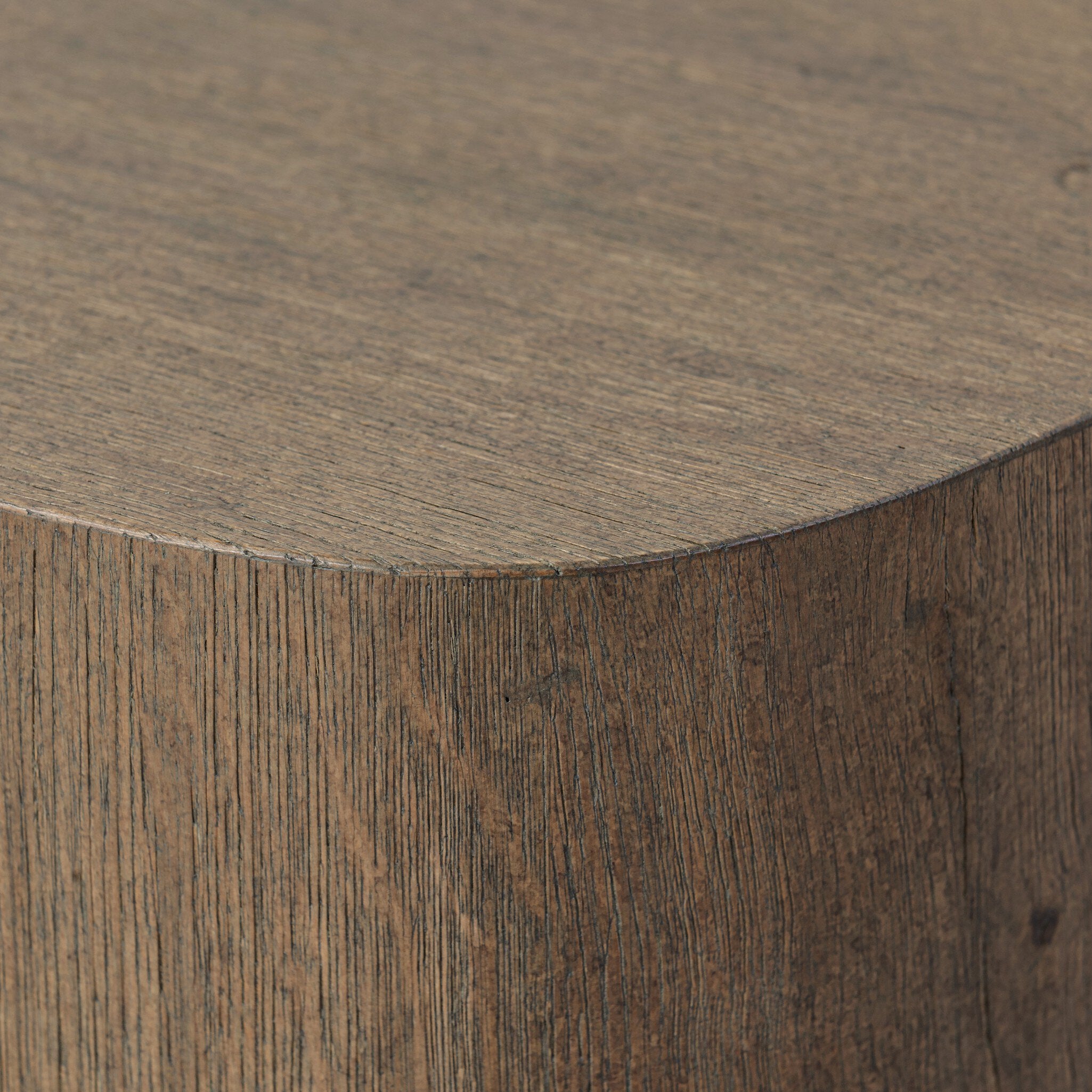 Four Hands Tycho Pedestal — Brown Oak Veneer
