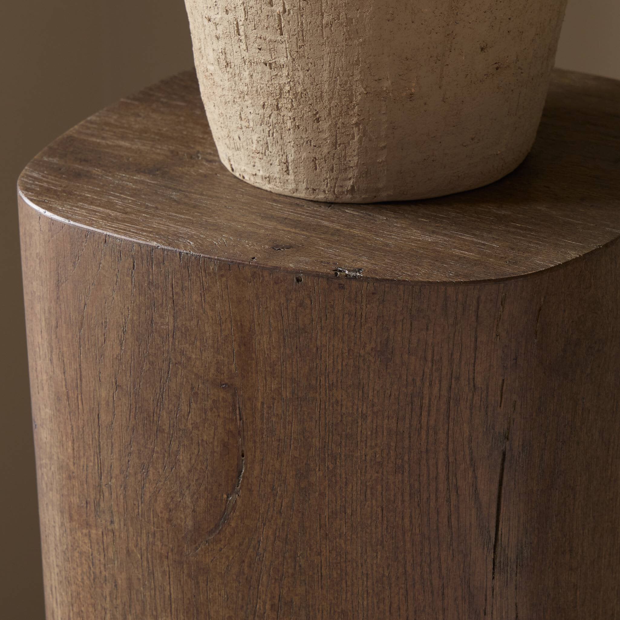 Four Hands Tycho Pedestal — Brown Oak Veneer