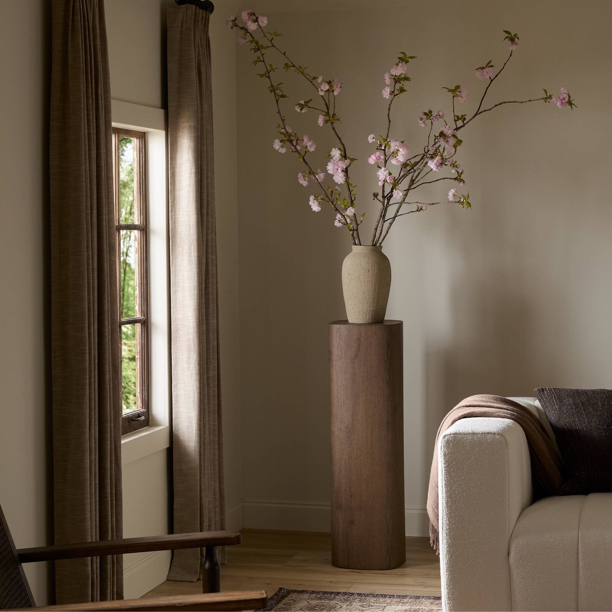 Four Hands Tycho Pedestal — Brown Oak Veneer