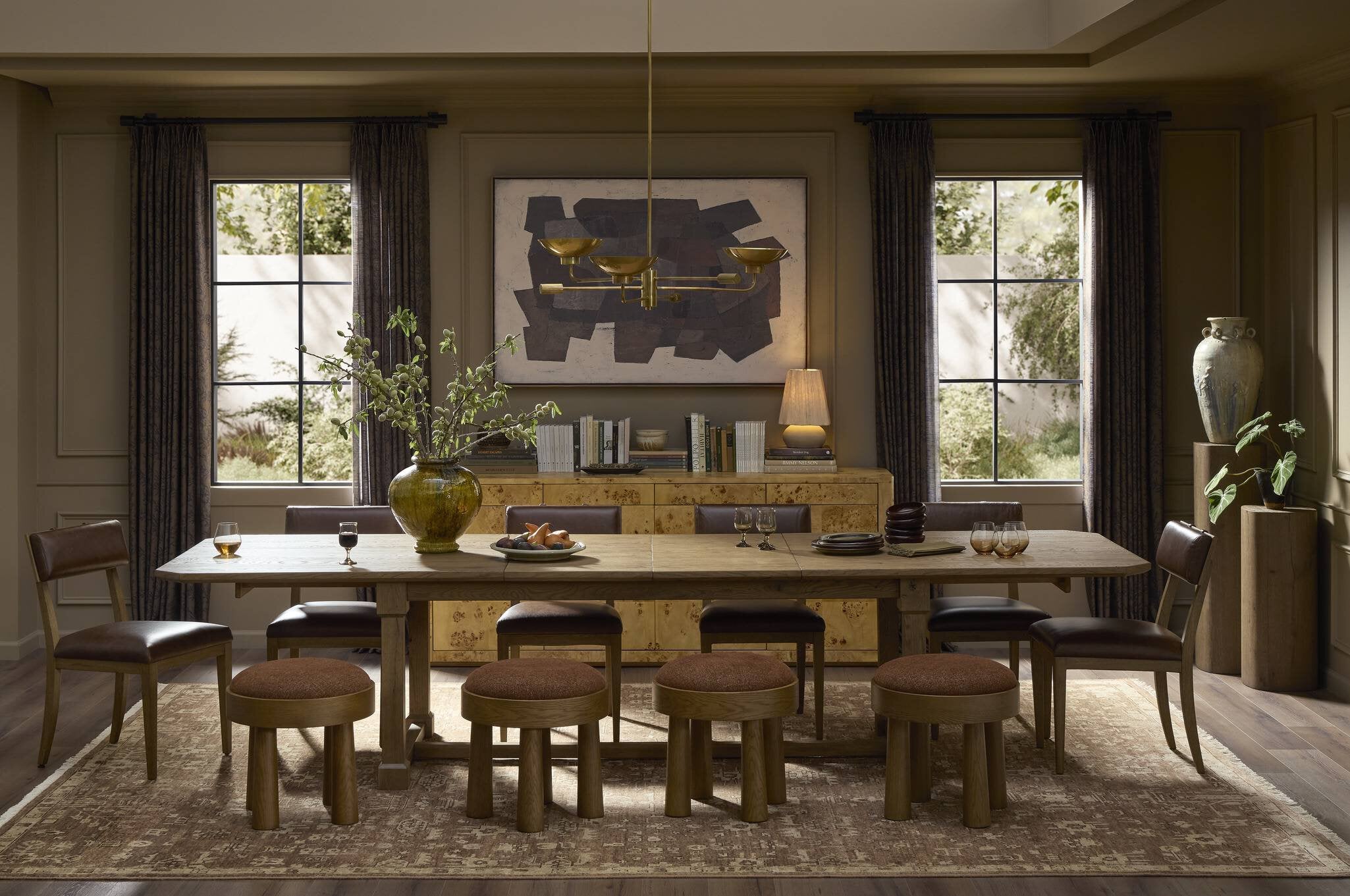 Four Hands Tycho Pedestal — Brown Oak Veneer