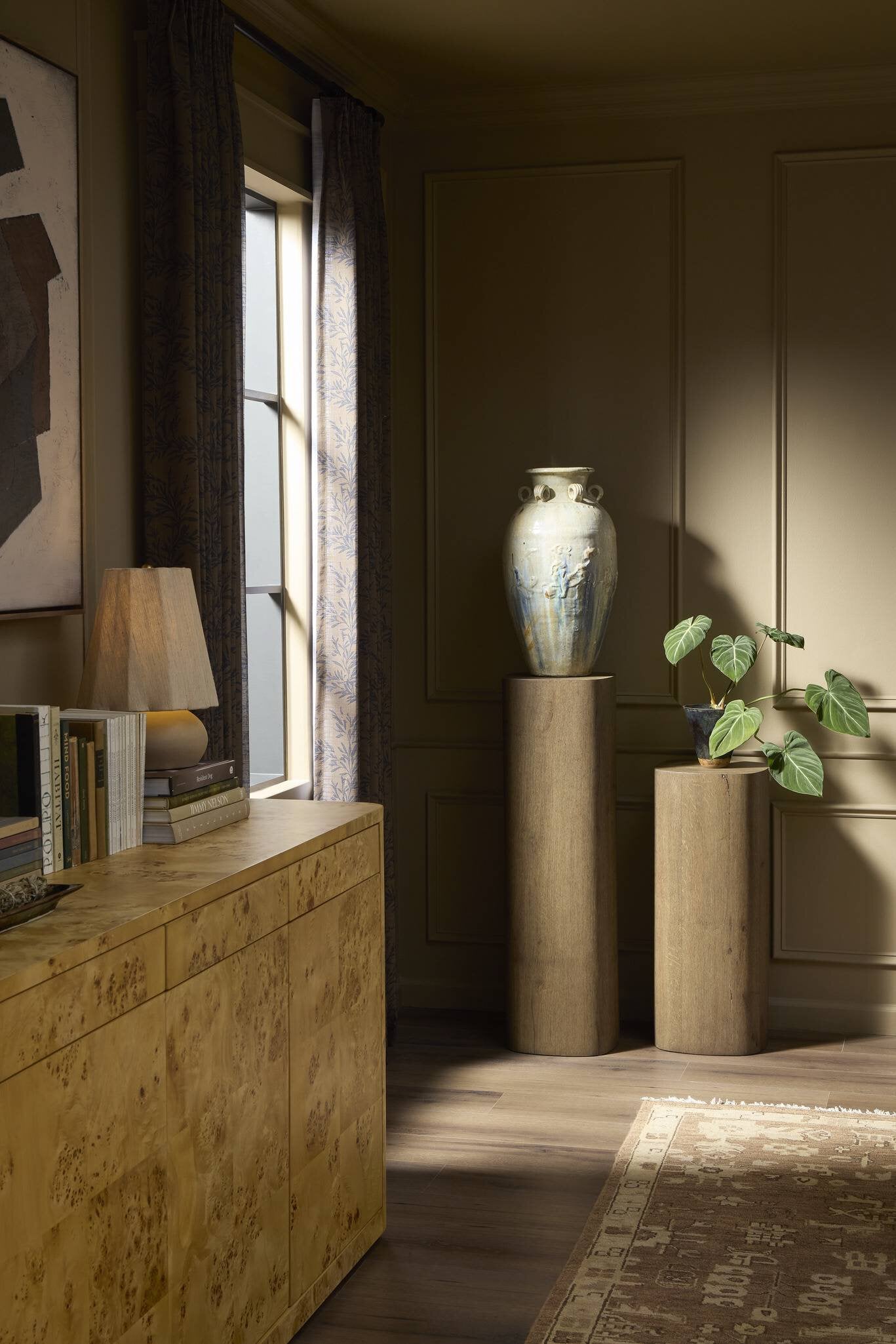 Four Hands Tycho Pedestal — Brown Oak Veneer