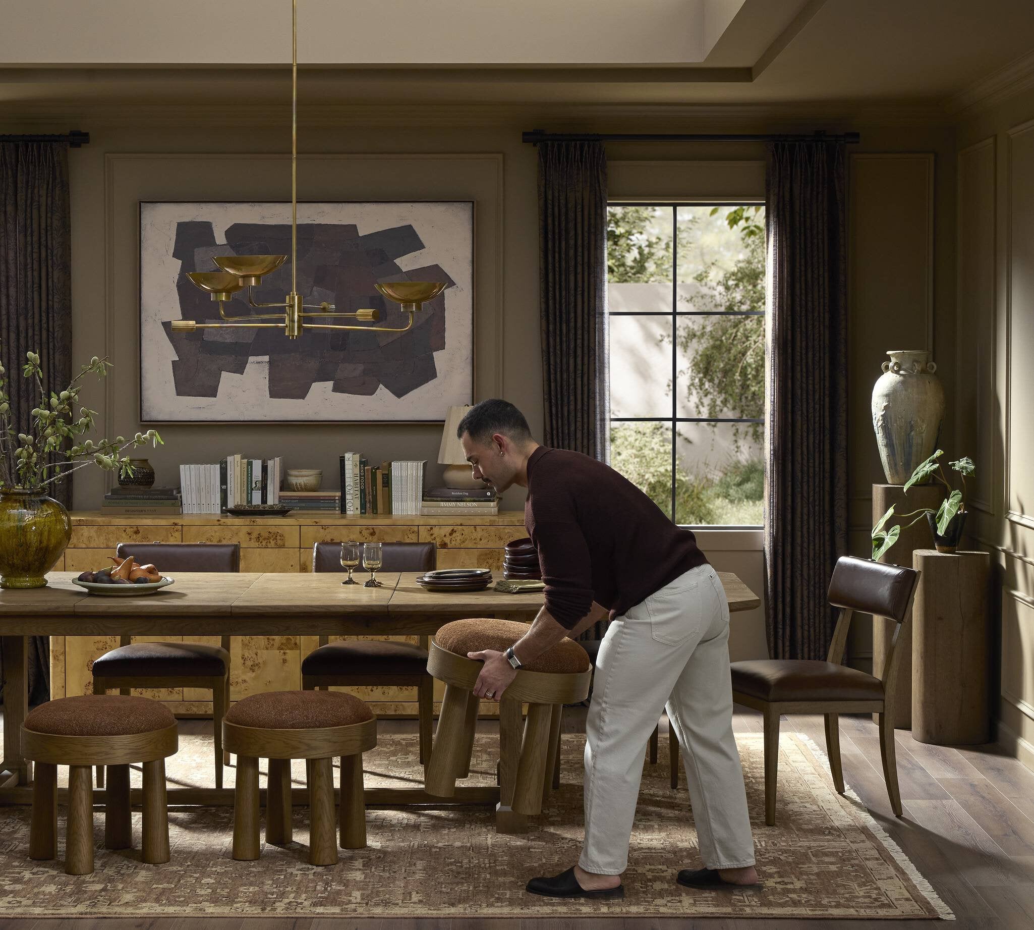 Four Hands Tycho Pedestal — Brown Oak Veneer