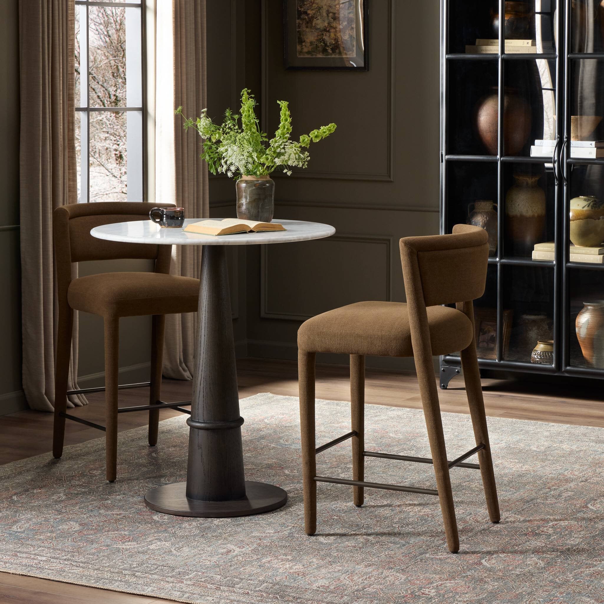 Four Hands Beverly Bar + Counter Stool — Crypton Nomad Mushroom-Gris Gunmetal Iron-Counter