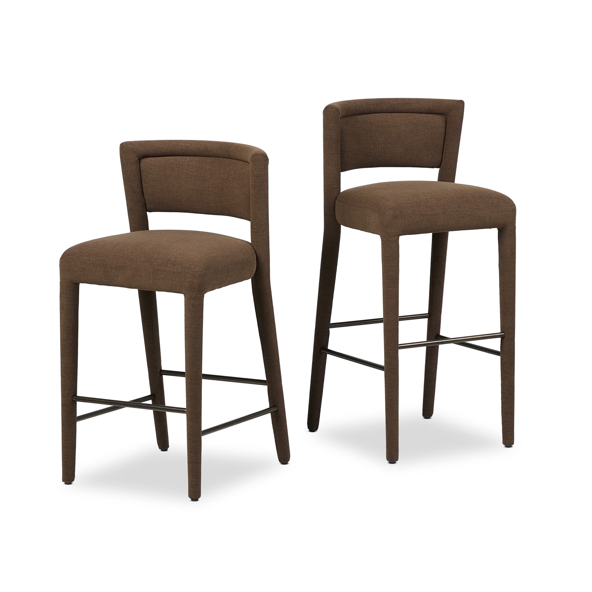 Four Hands Beverly Bar + Counter Stool — Crypton Nomad Mushroom-Gris Gunmetal Iron-Counter