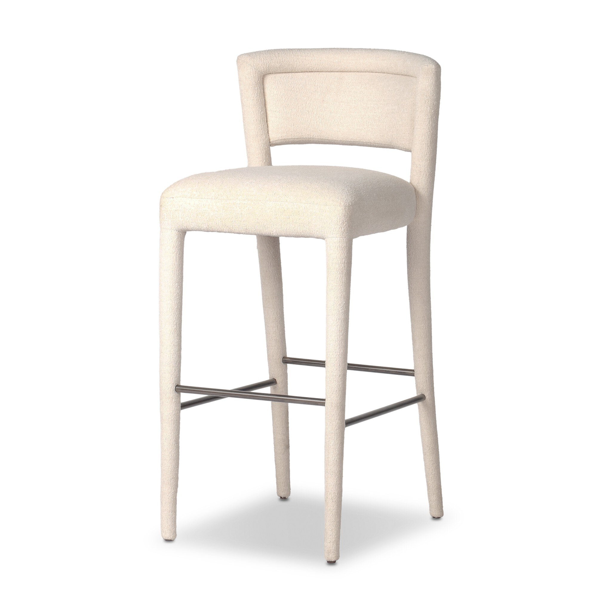 Four Hands Beverly Bar + Counter Stool — Crypton Wayfarer Snow-Gris Gunmetal Iron-Bar