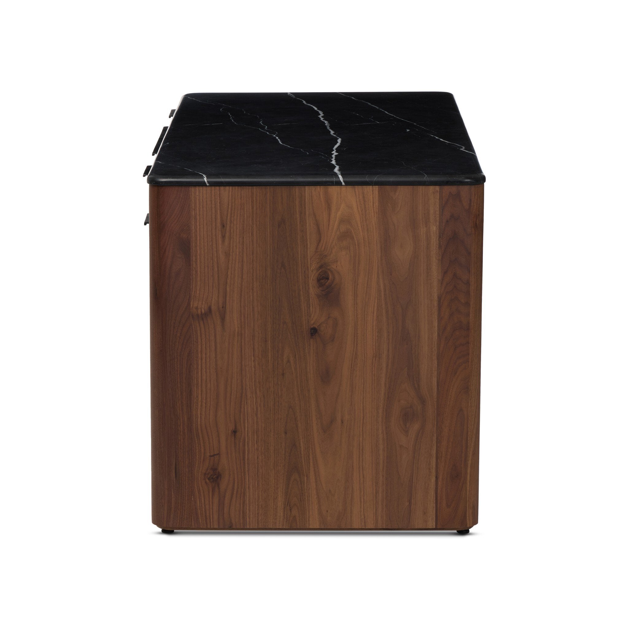 Four Hands Tatum Desk — Walnut Natural-Black Marble-Black Steel