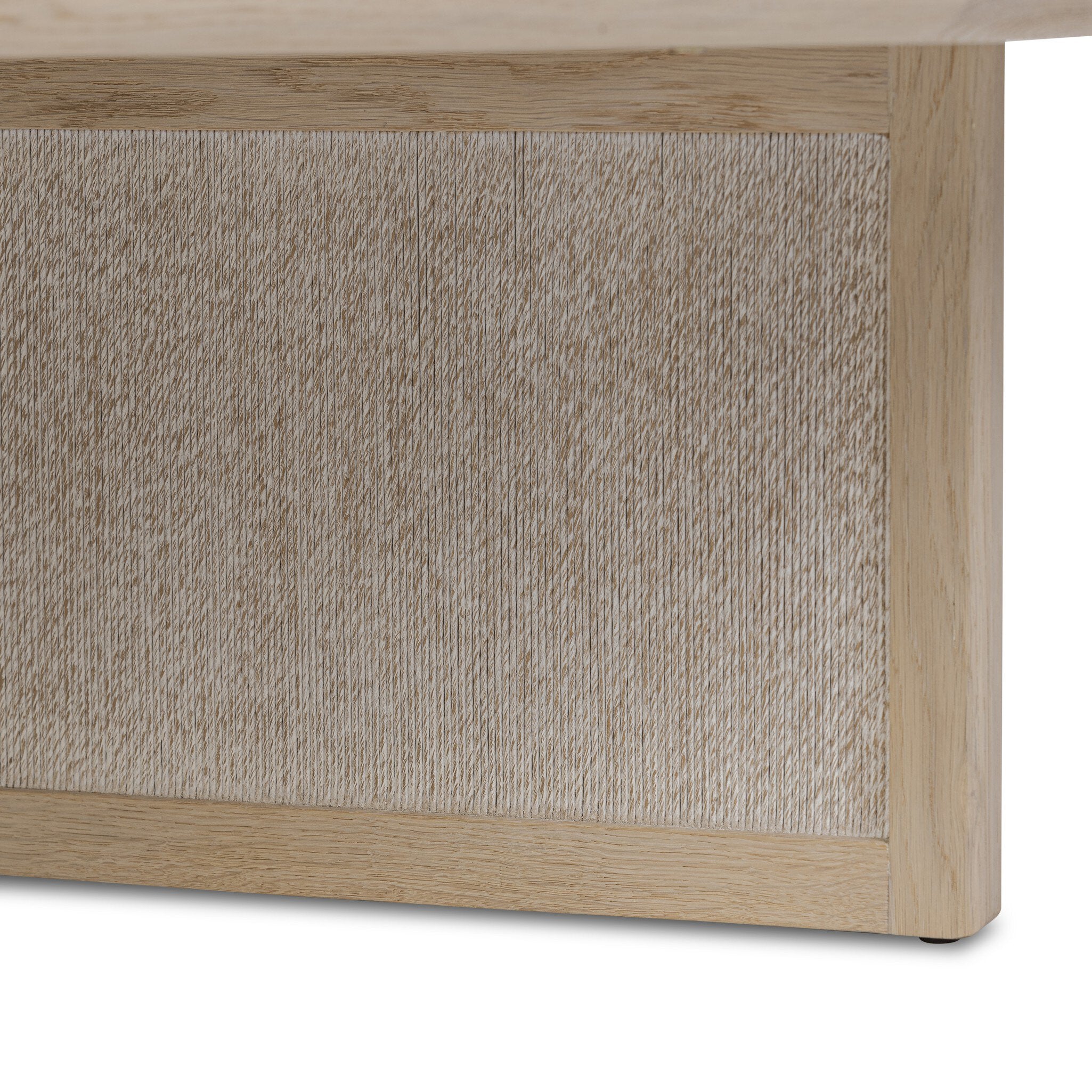 Four Hands Rosenell Round Coffee Table — Natural Oak Veneer-Natural Oak Solid-Natural Paper Cord