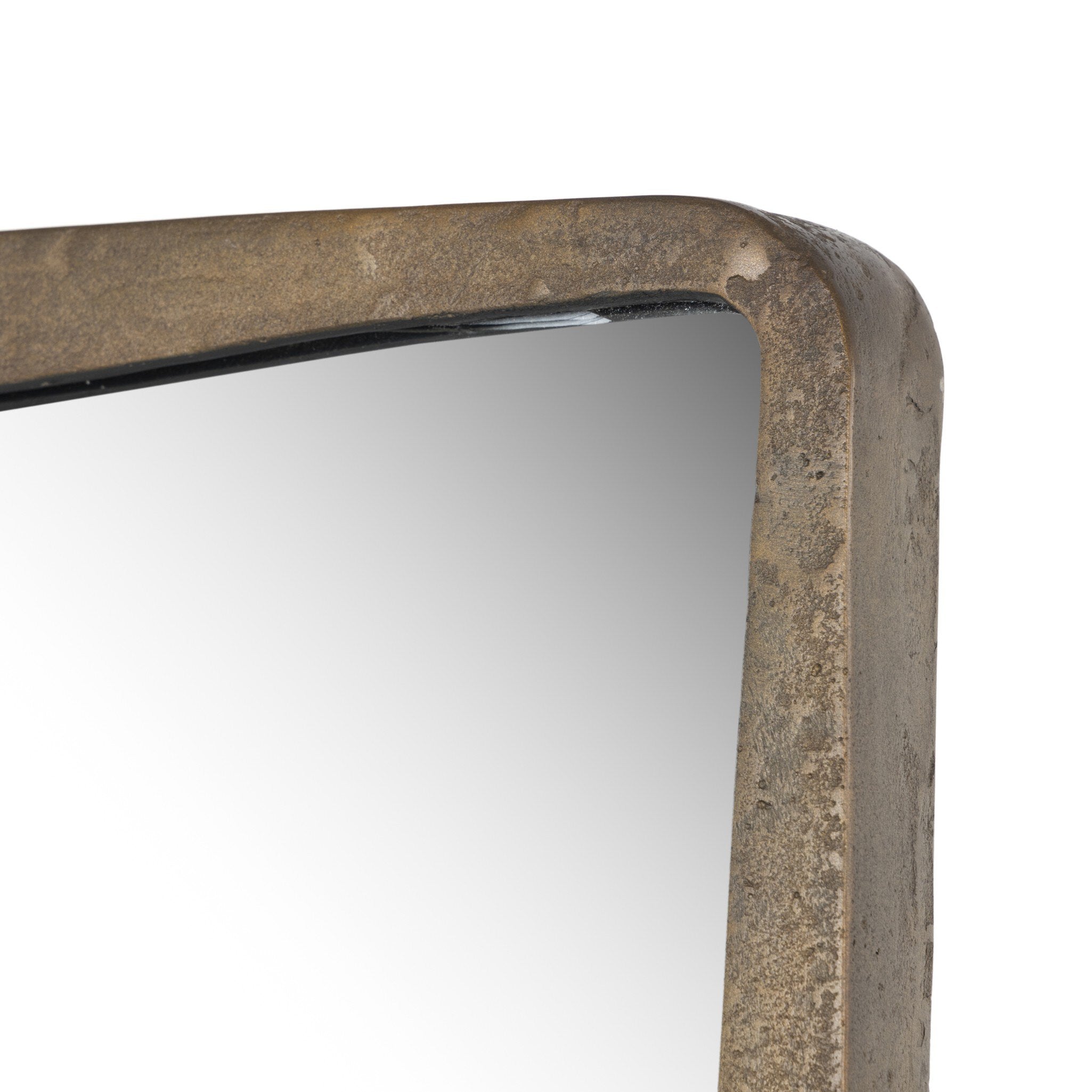 Four Hands Regis Floor Mirror — Antiqued Brass Aluminum-Mirror