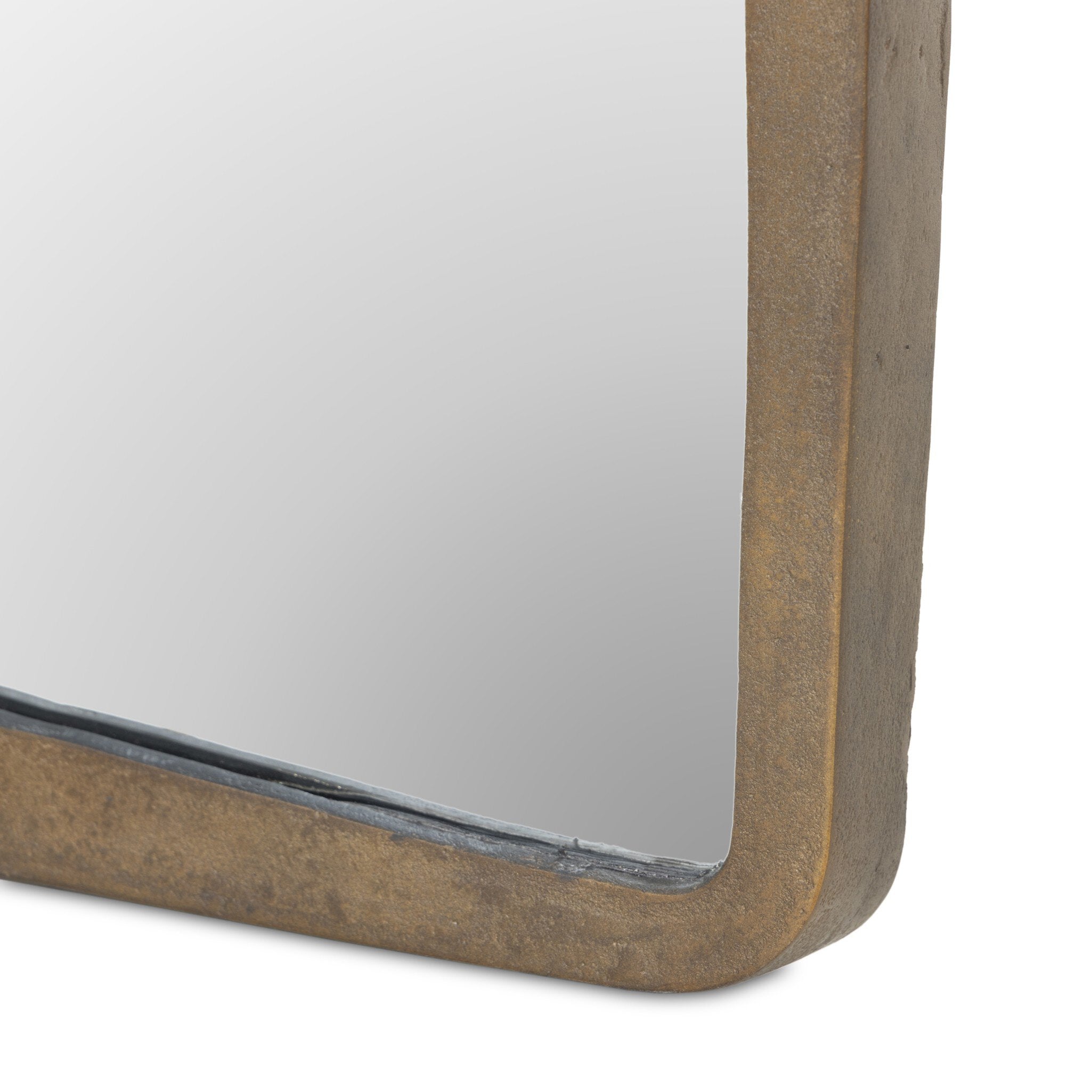 Four Hands Regis Floor Mirror — Antiqued Brass Aluminum-Mirror