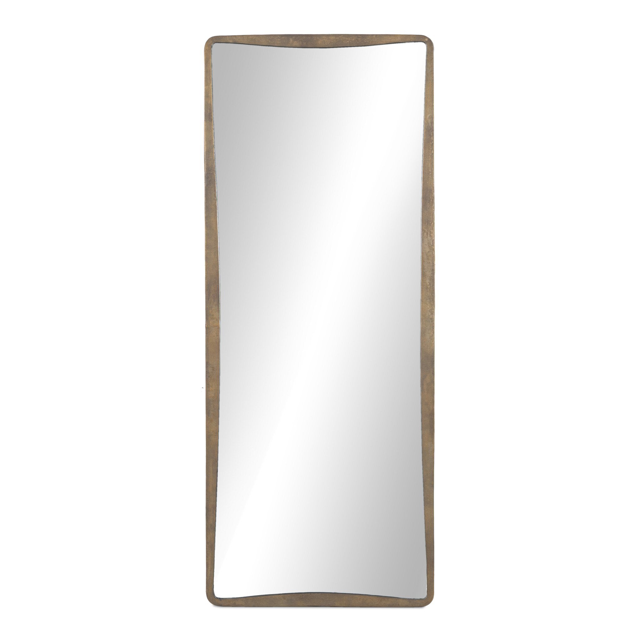 Four Hands Regis Floor Mirror — Antiqued Brass Aluminum-Mirror