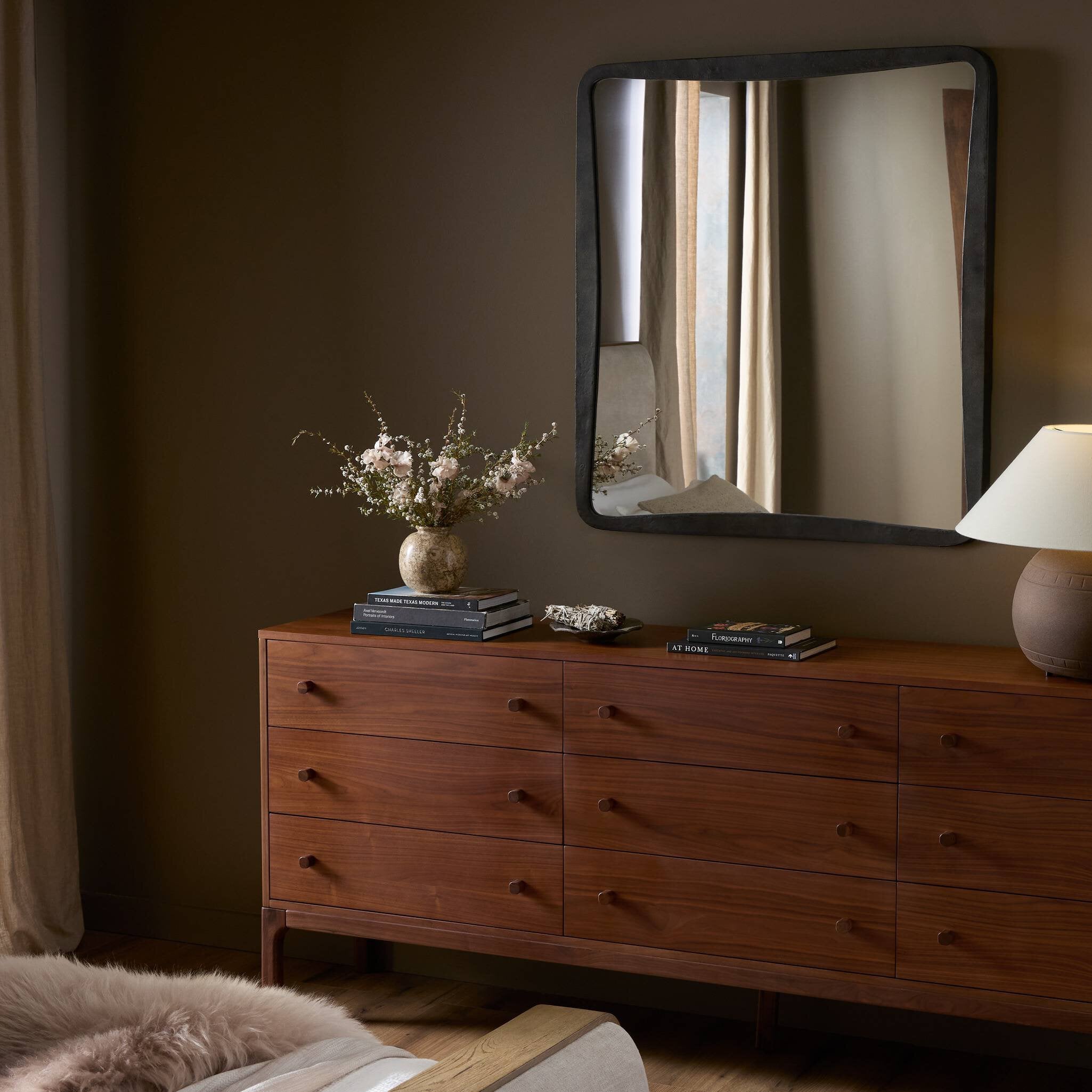 Four Hands Regis Wall Mirror — Hammered Grey-Mirror