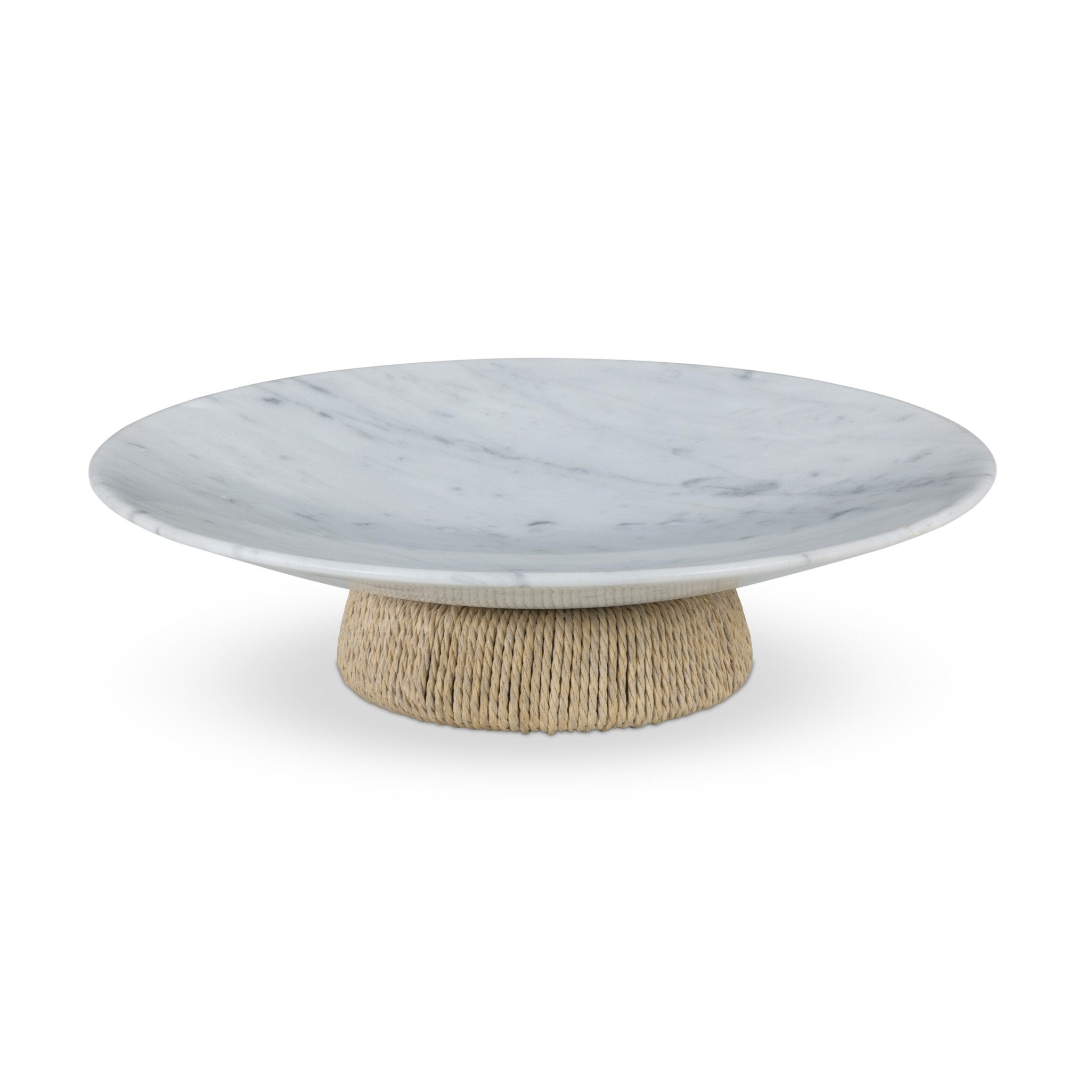 Four Hands Divya Bowl — White Statuario Marble-Paper Cord
