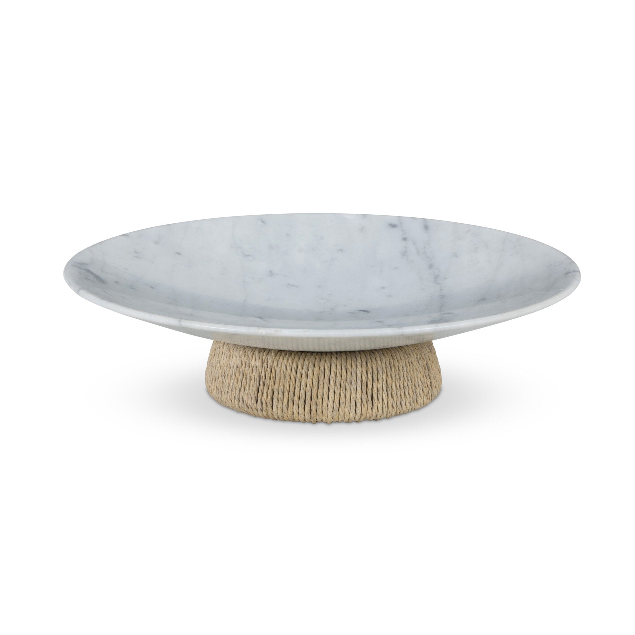 Four Hands Divya Bowl — White Statuario Marble-Paper Cord