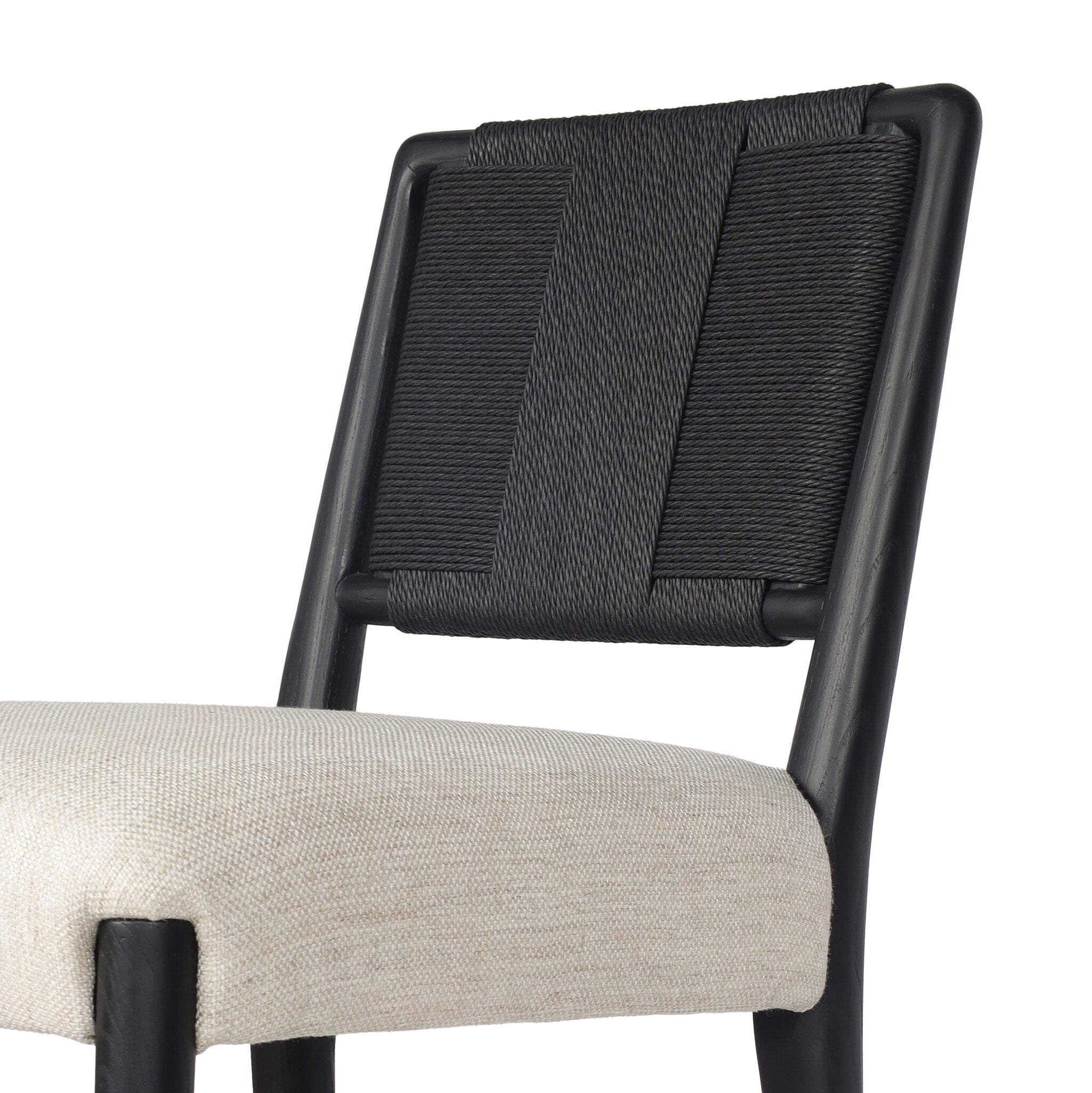 Four Hands Rothler Bar + Counter Stool — Essence Natural-Black Brushed Ash-Double Twisted Black Paper Cord-Bar
