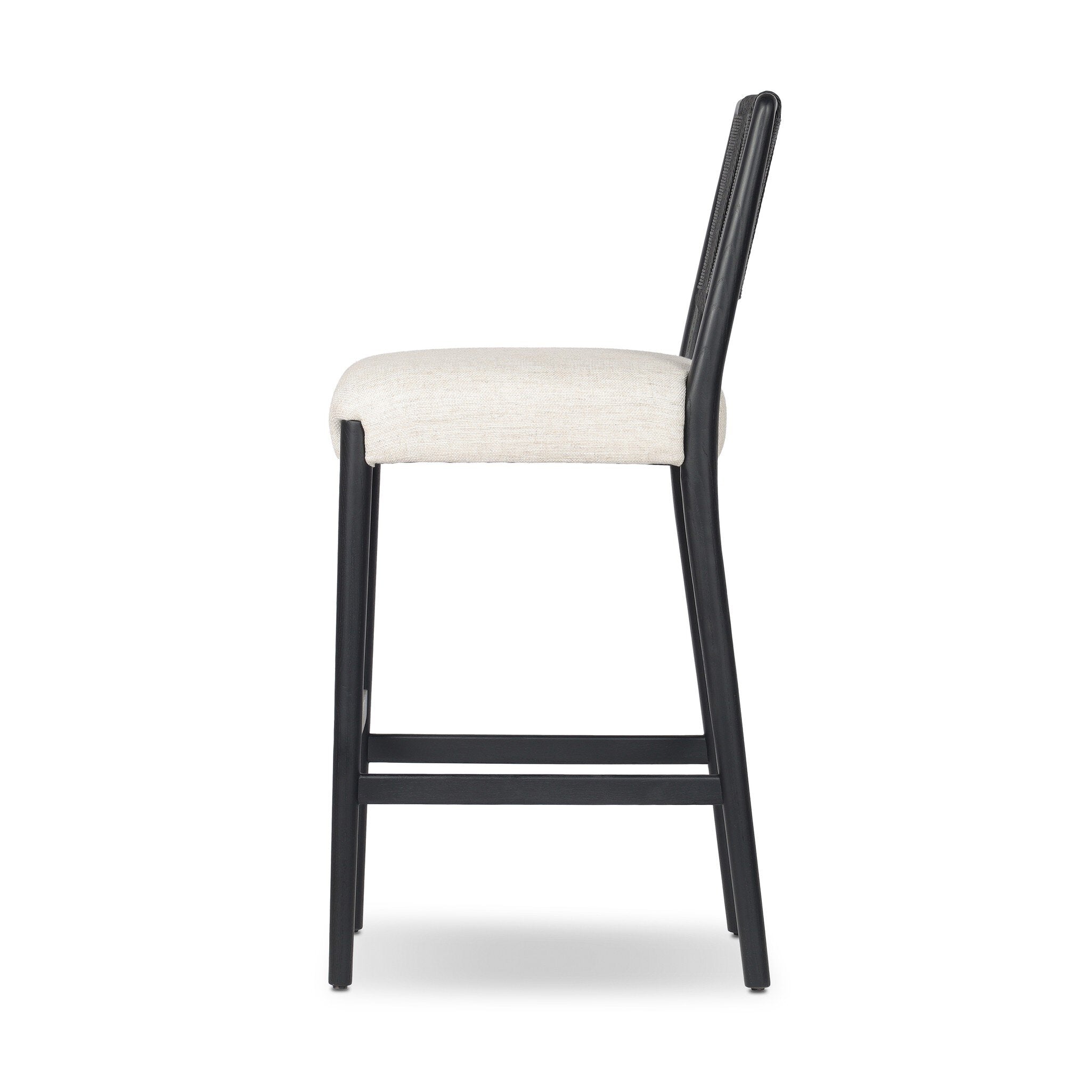 Four Hands Rothler Bar + Counter Stool — Essence Natural-Black Brushed Ash-Double Twisted Black Paper Cord-Bar