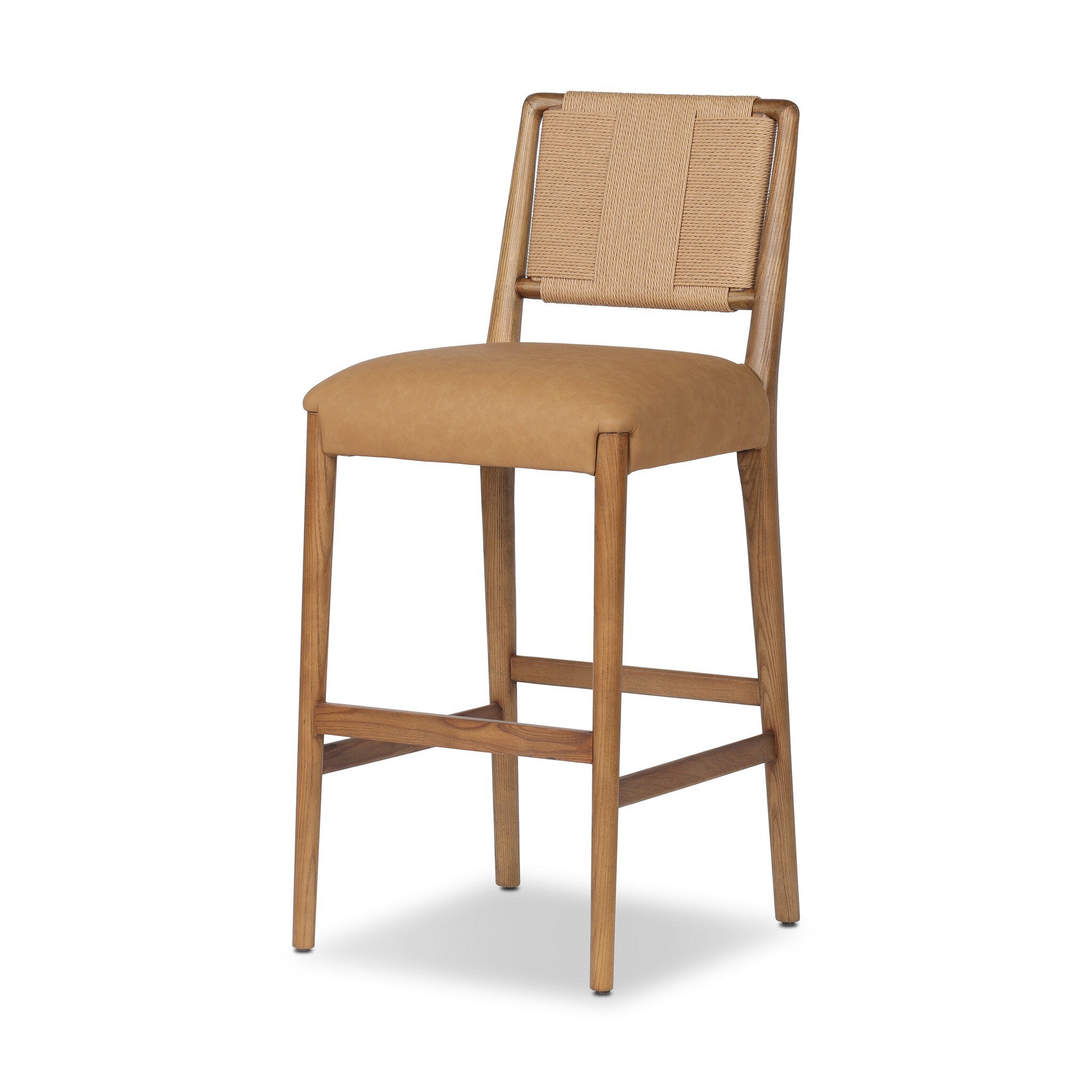 Four Hands Rothler Bar + Counter Stool — Maestro Camel-Tan Ash-Double Twisted Paper Cord-Bar