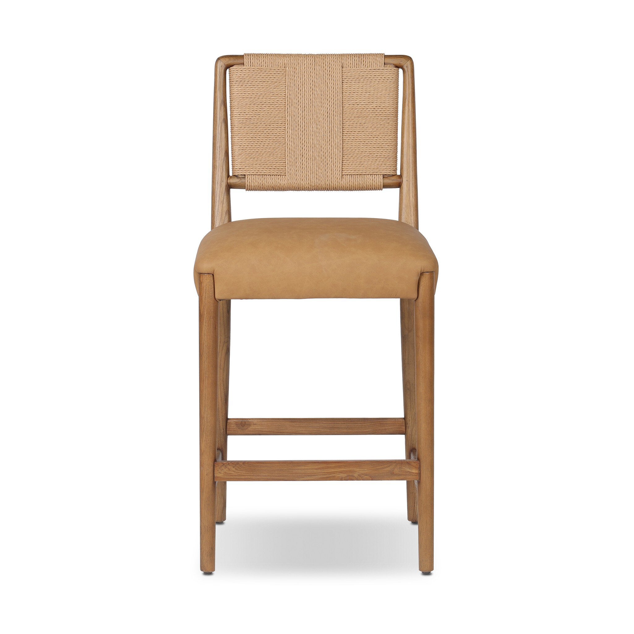 Four Hands Rothler Bar + Counter Stool — Maestro Camel-Tan Ash-Double Twisted Paper Cord-Counter