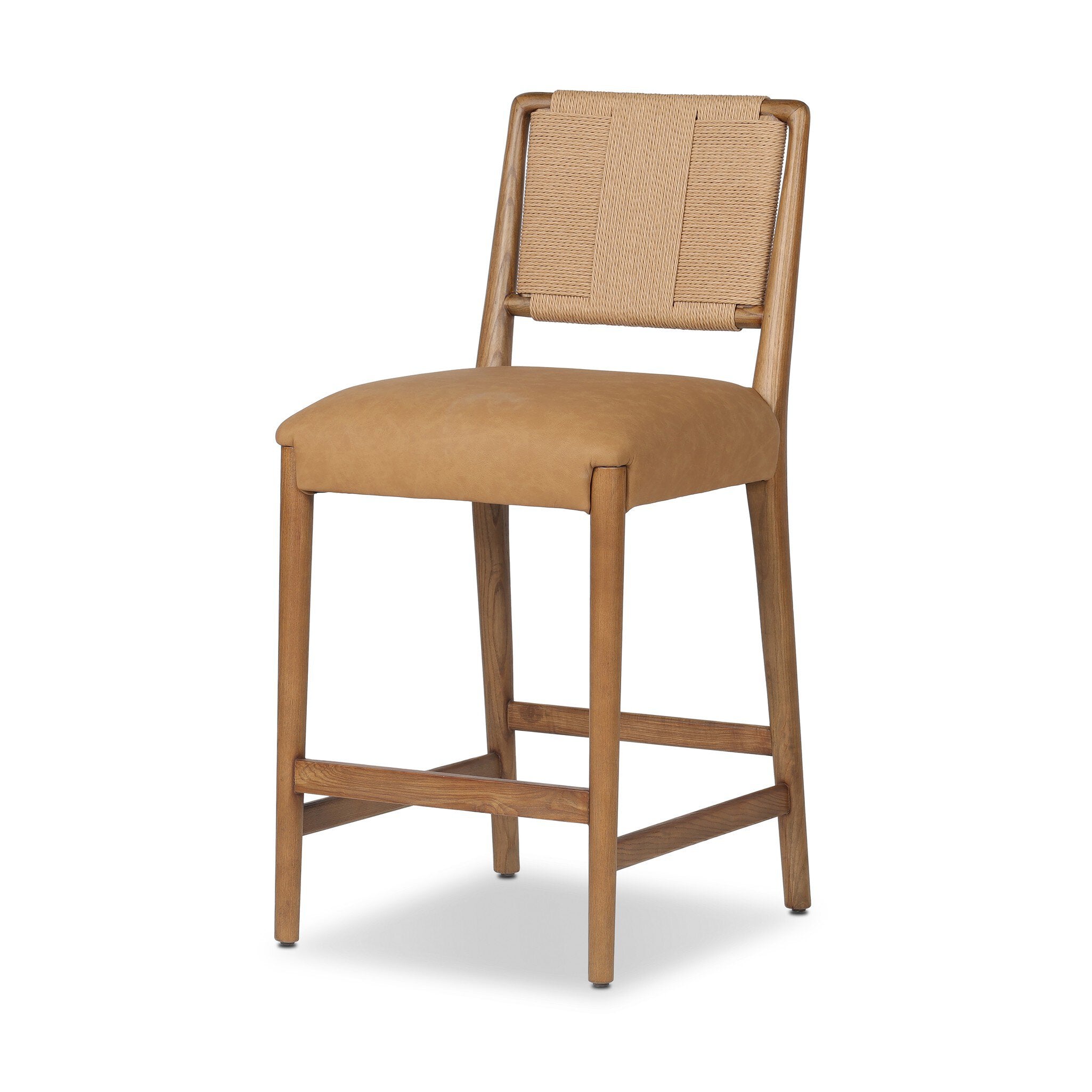Four Hands Rothler Bar + Counter Stool — Maestro Camel-Tan Ash-Double Twisted Paper Cord-Counter